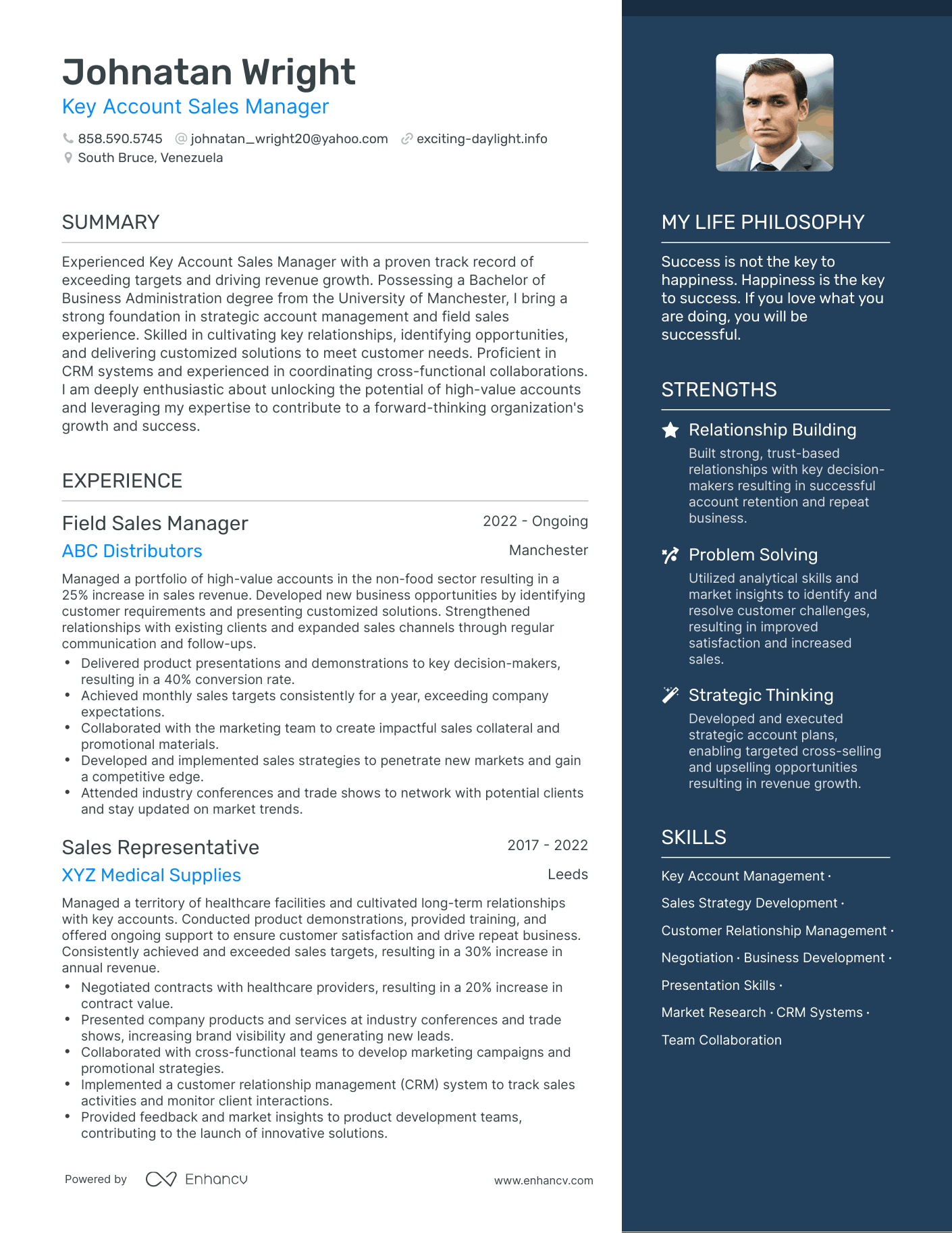 Key Account Sales Manager resume example