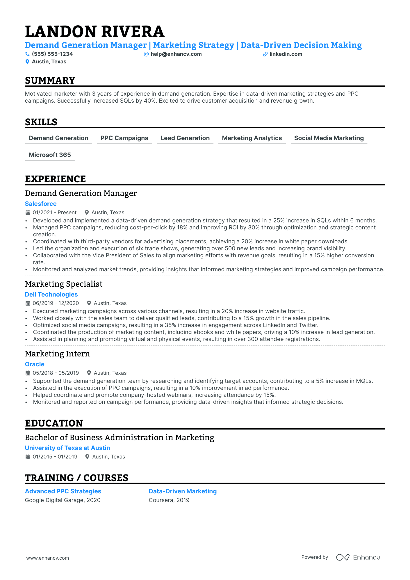 Global Demand Generation Manager resume example