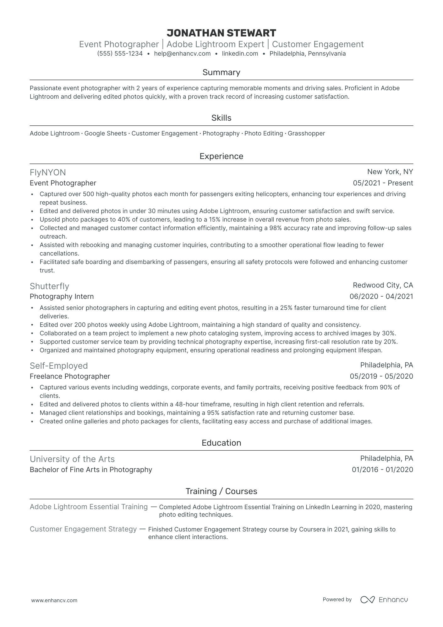 Event Photographer resume example