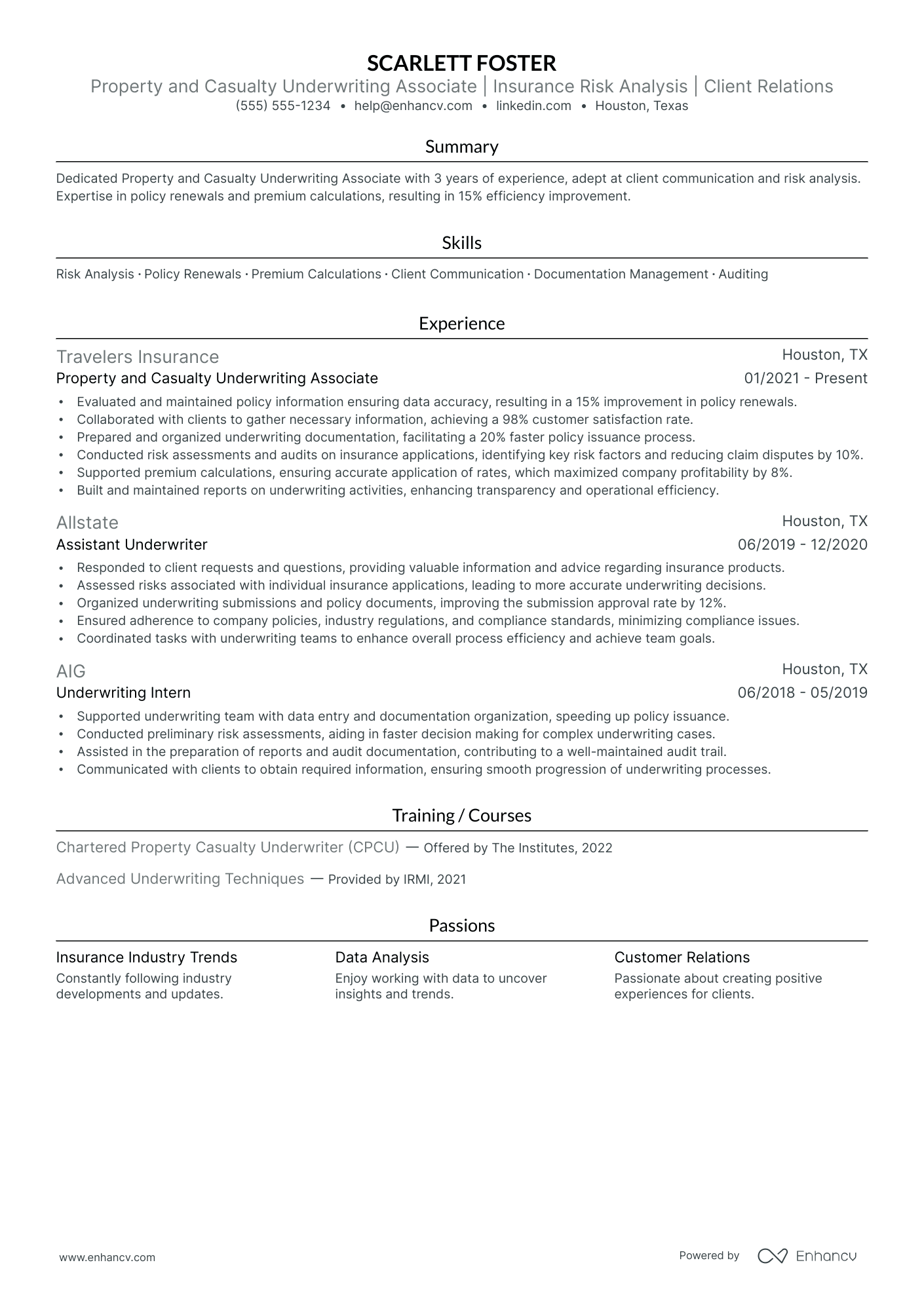 Business Risk Analyst resume example