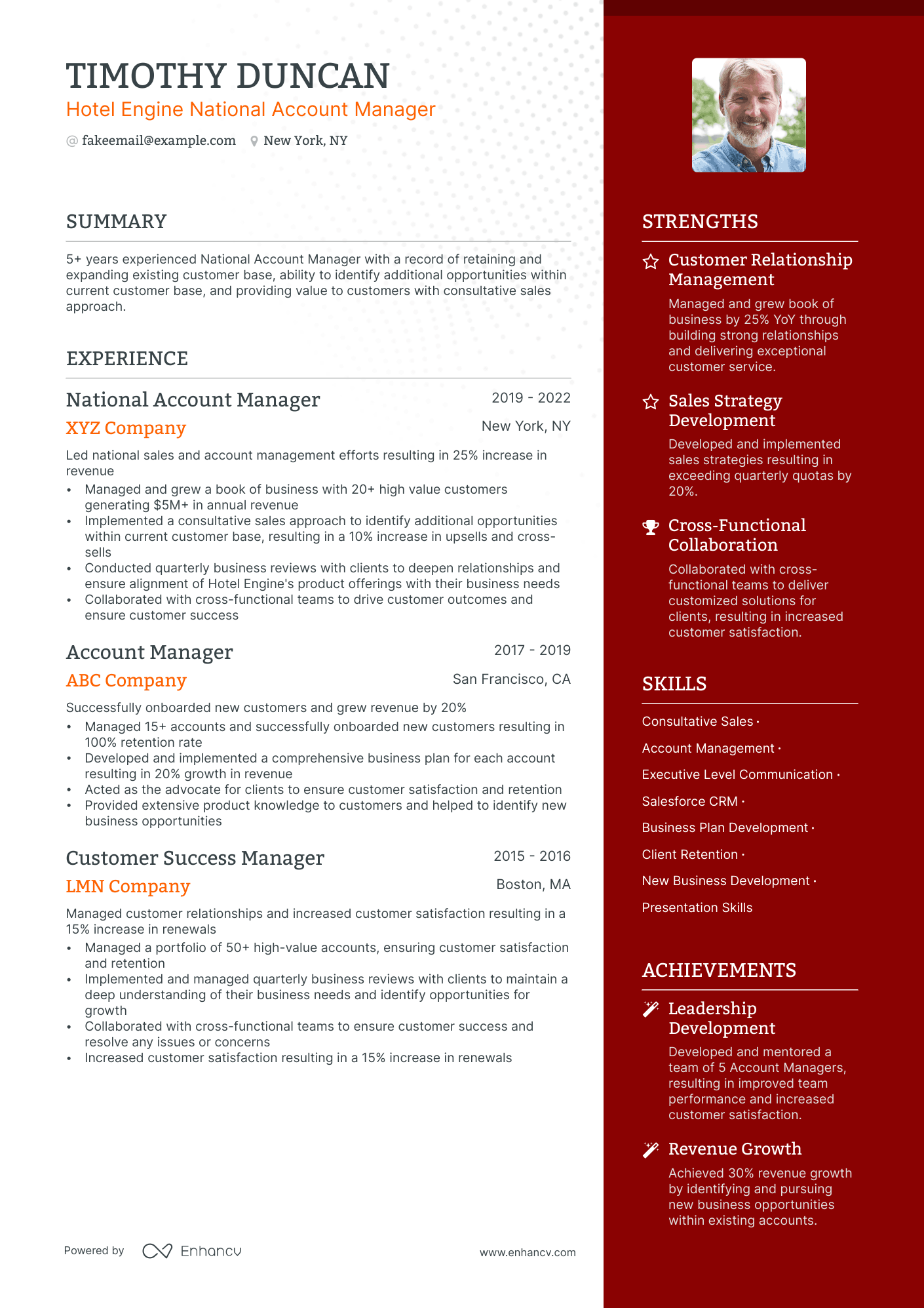 National Account Manager resume example