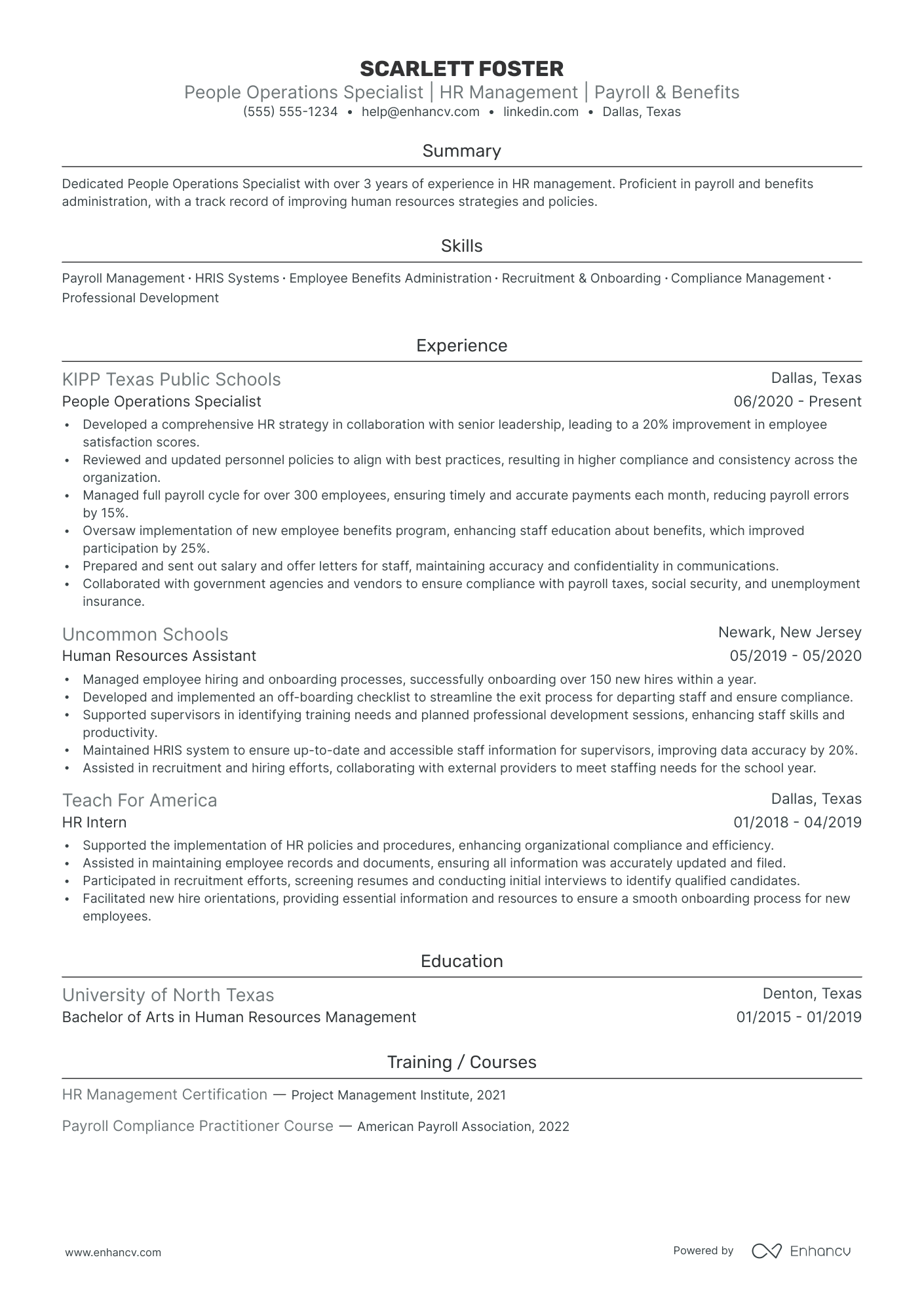 Director of People Operations resume example