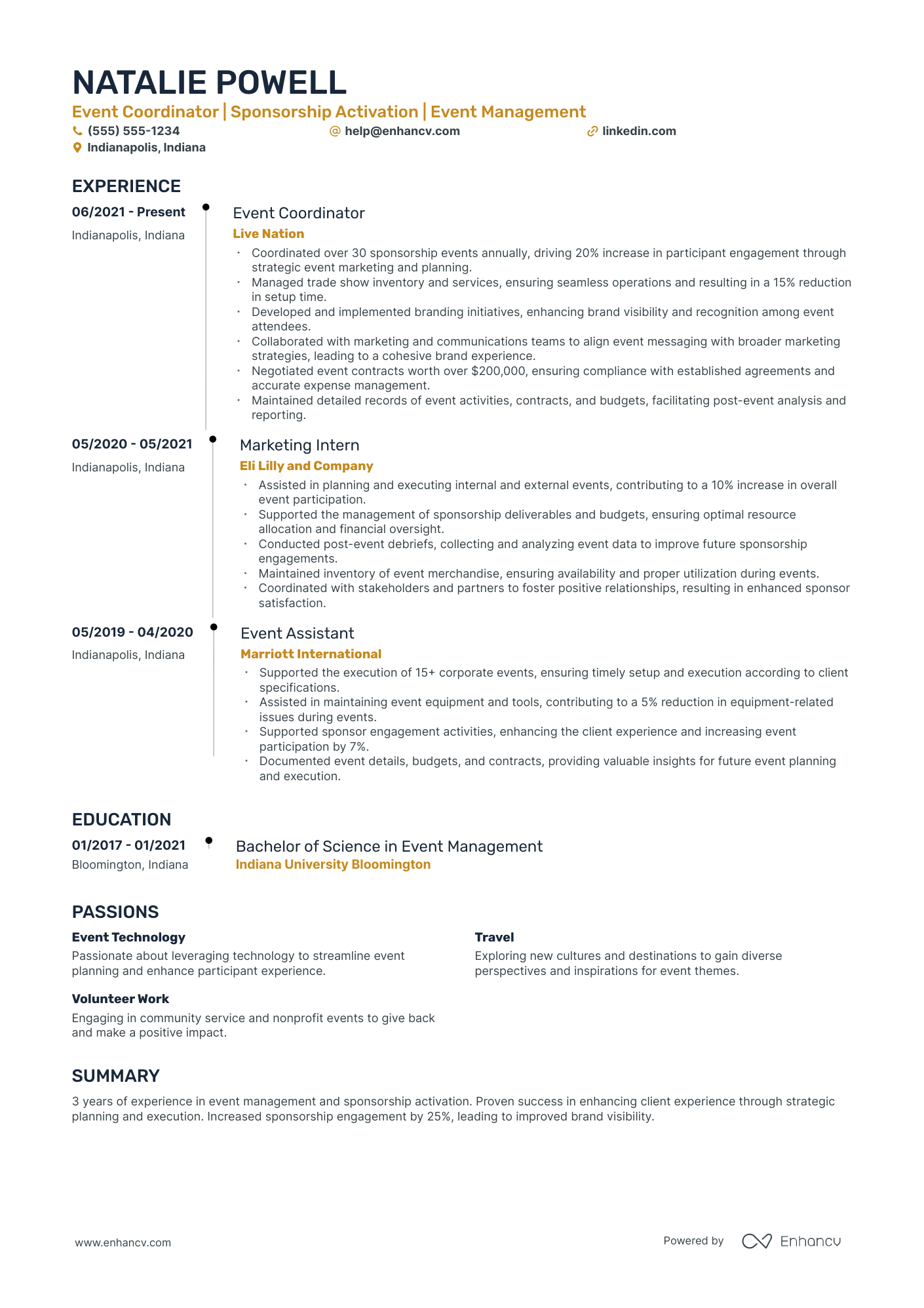 Event Planner resume example