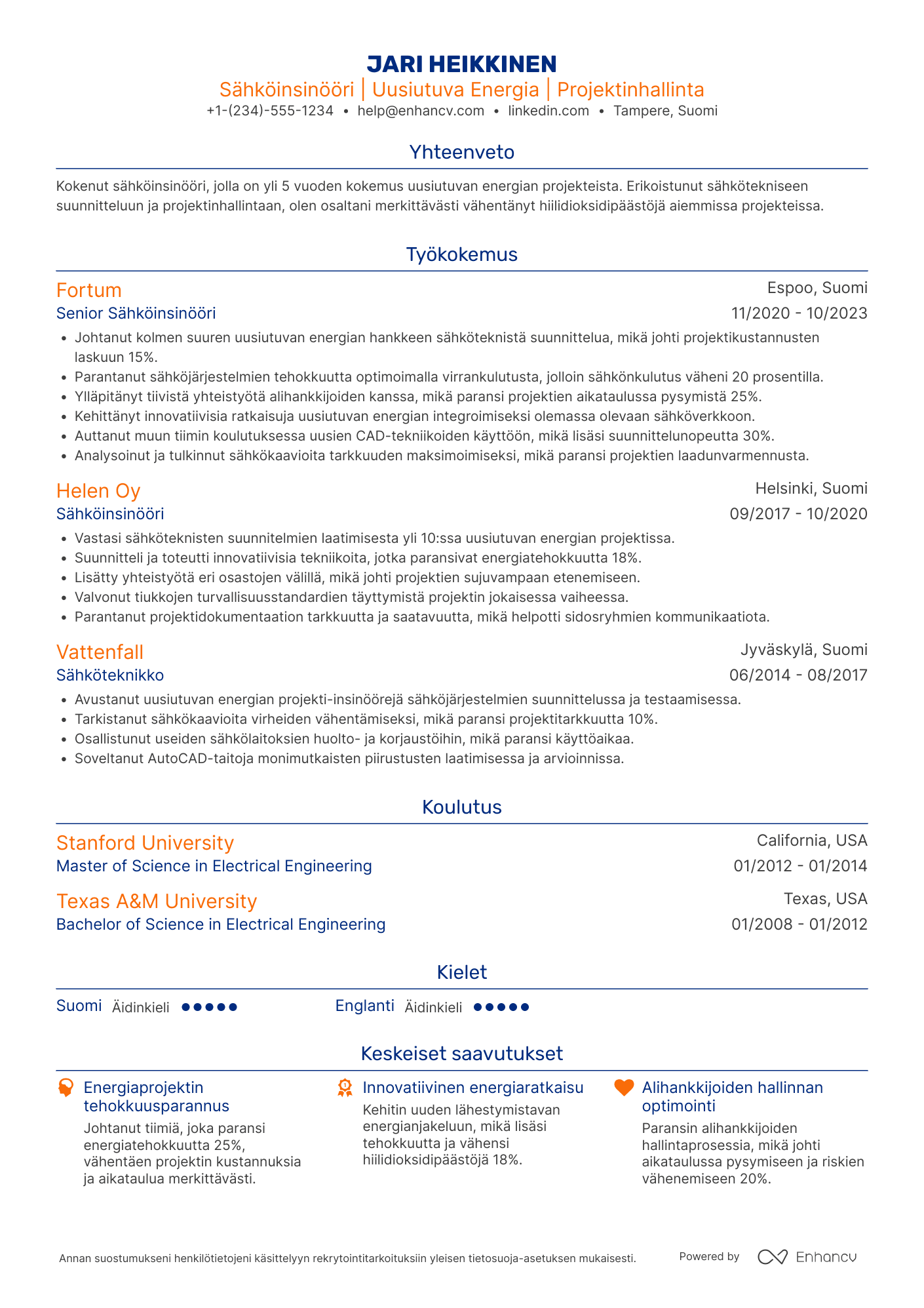 Sähköinsinööri CV