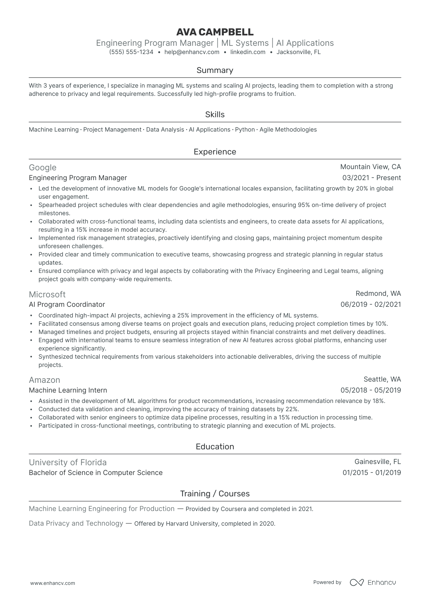 Machine Learning Project Manager Resume Example Resume Example