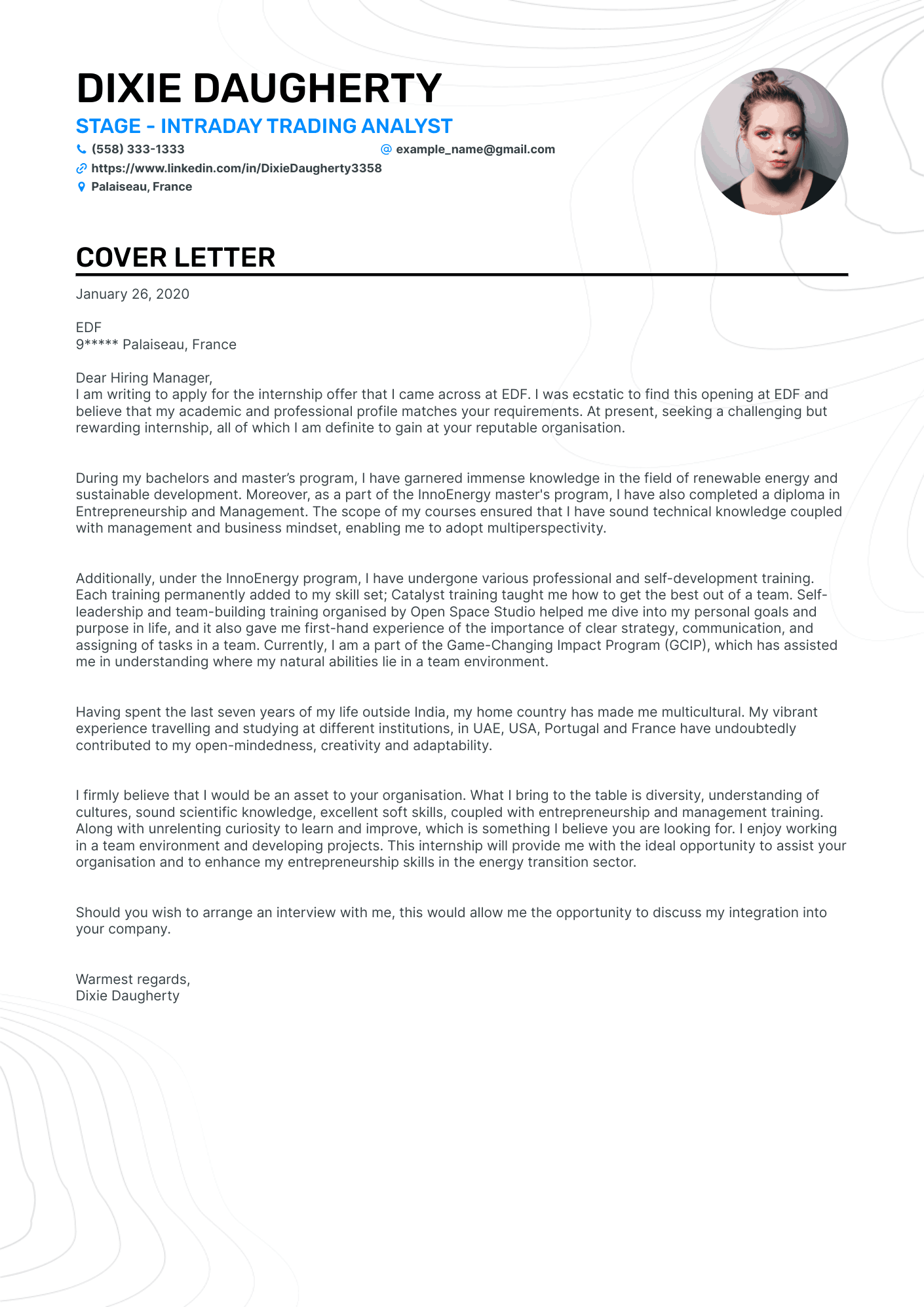 Intern cover letter