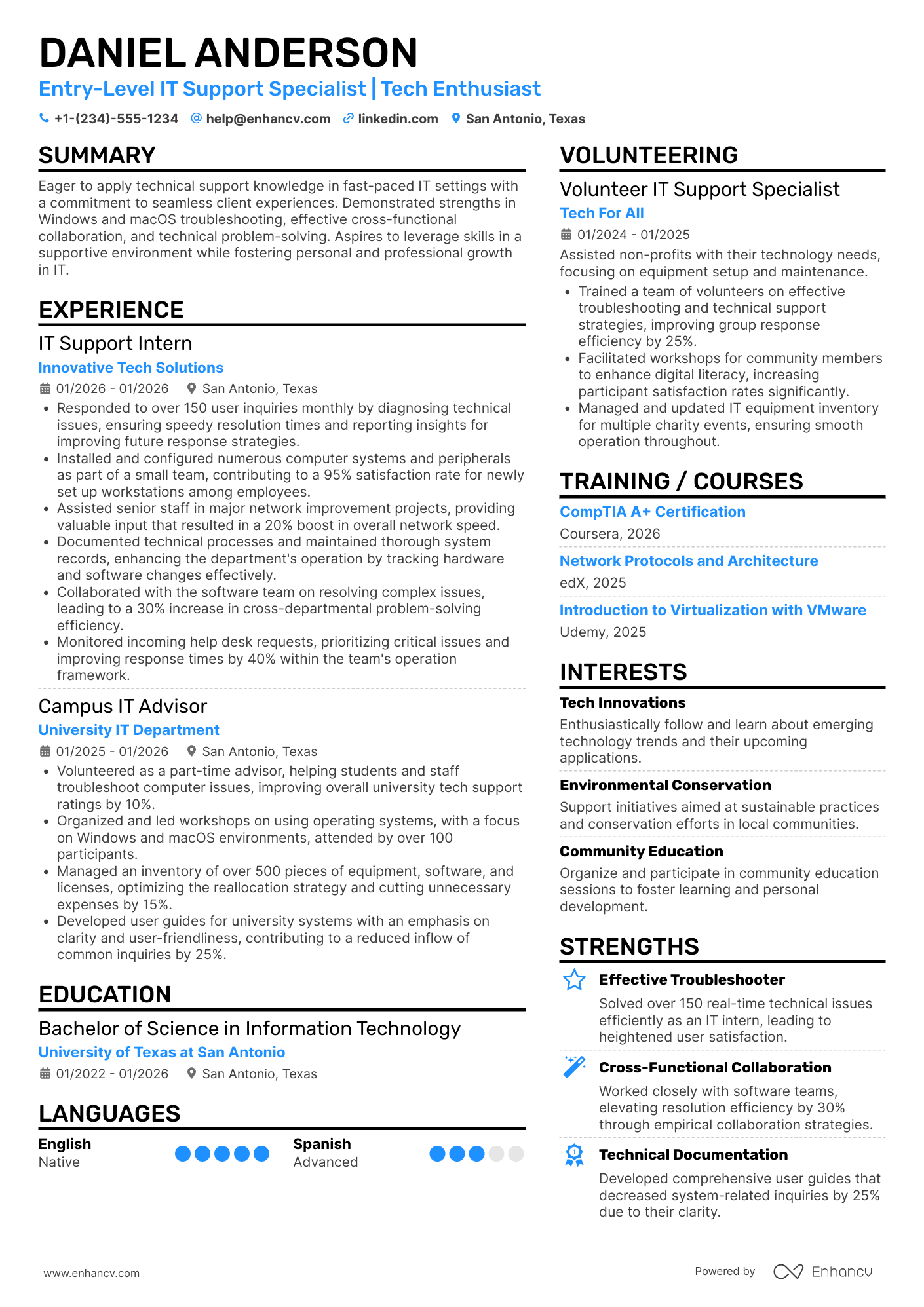 Entry Level IT resume example