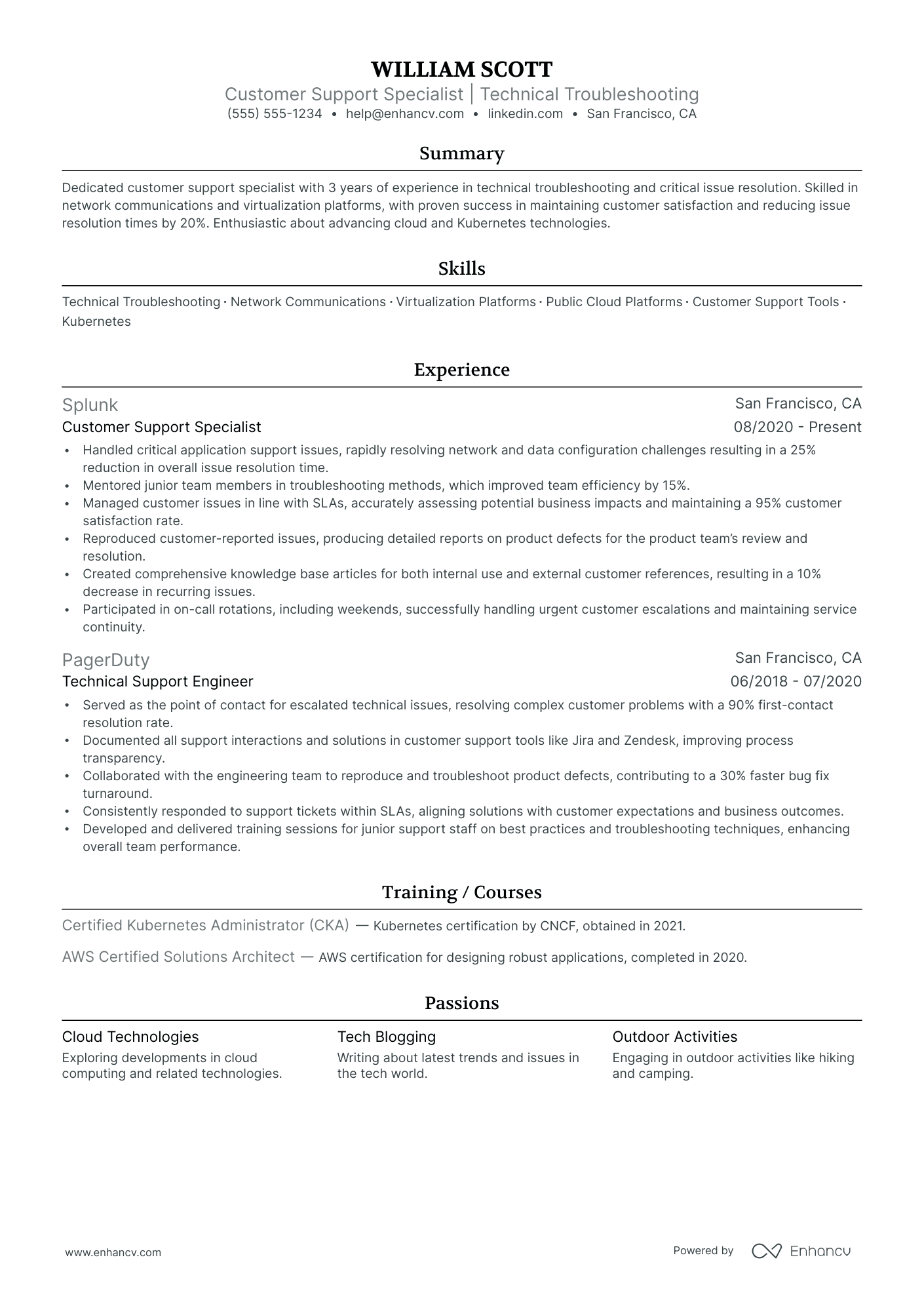 Senior Technical Support Engineer resume example