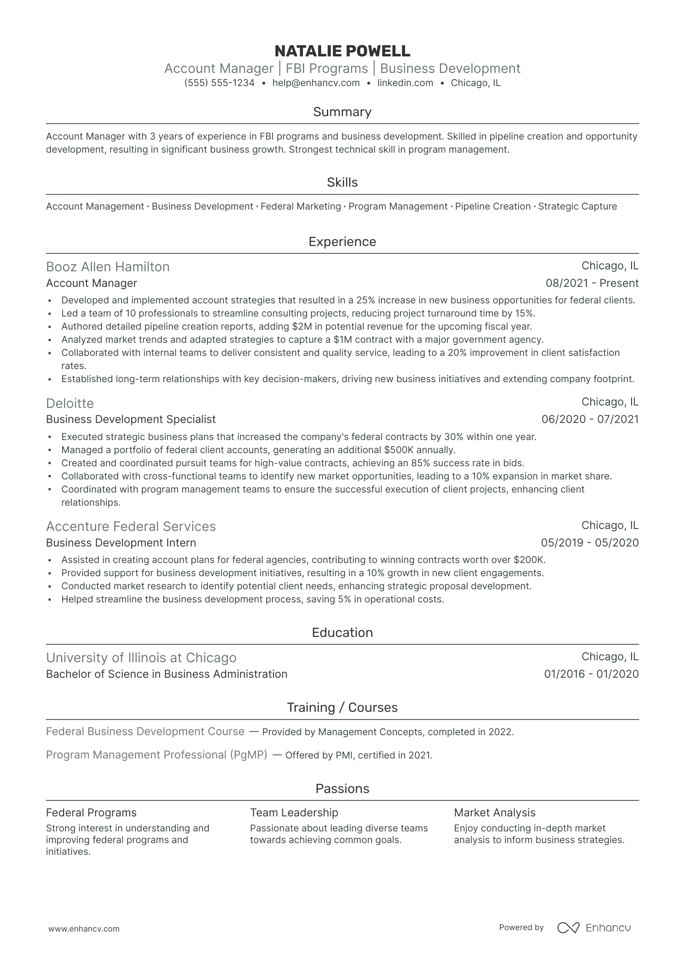 Business Development Account Manager resume example