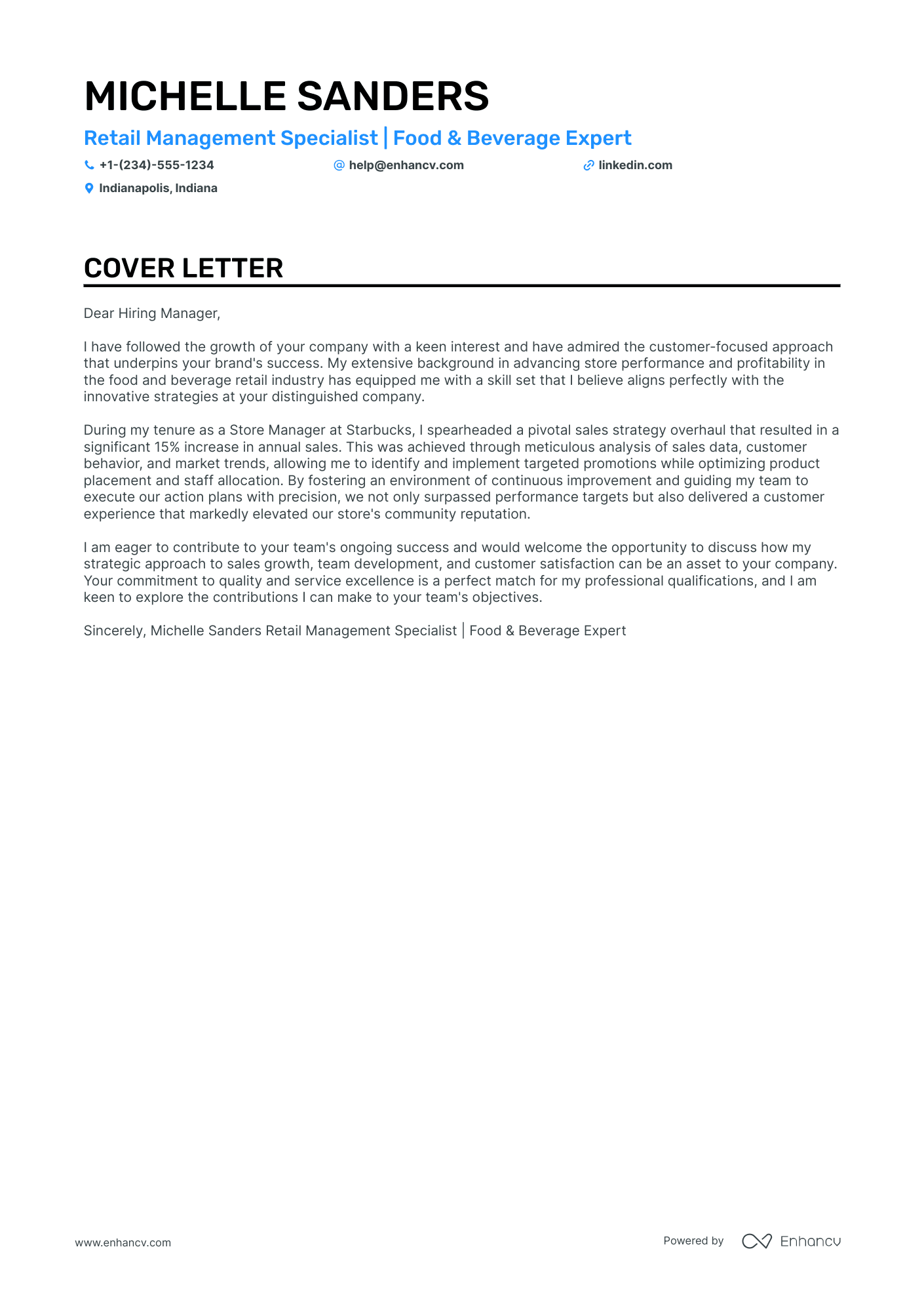 Coffee Shop cover letter