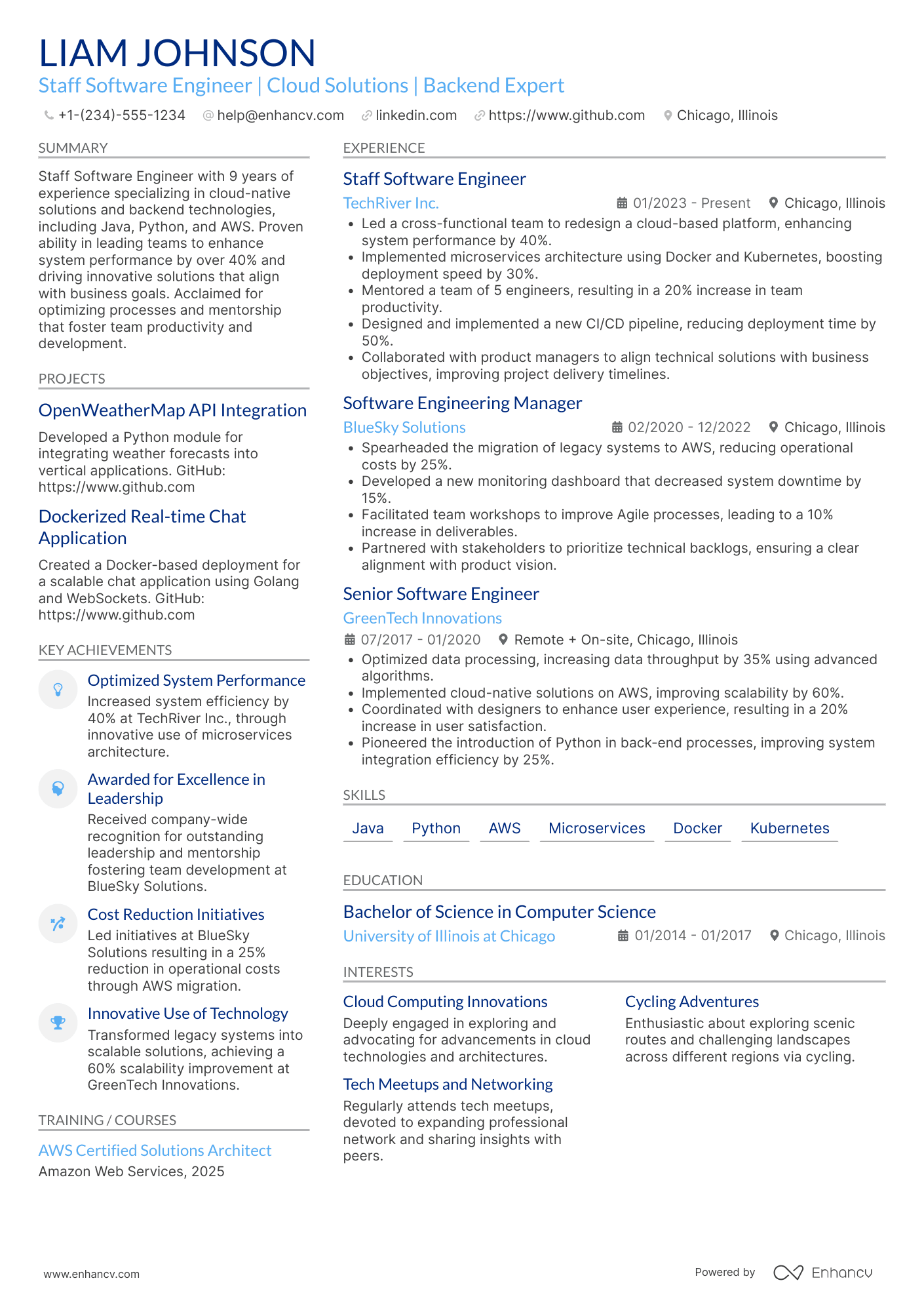Staff Software Engineer resume example