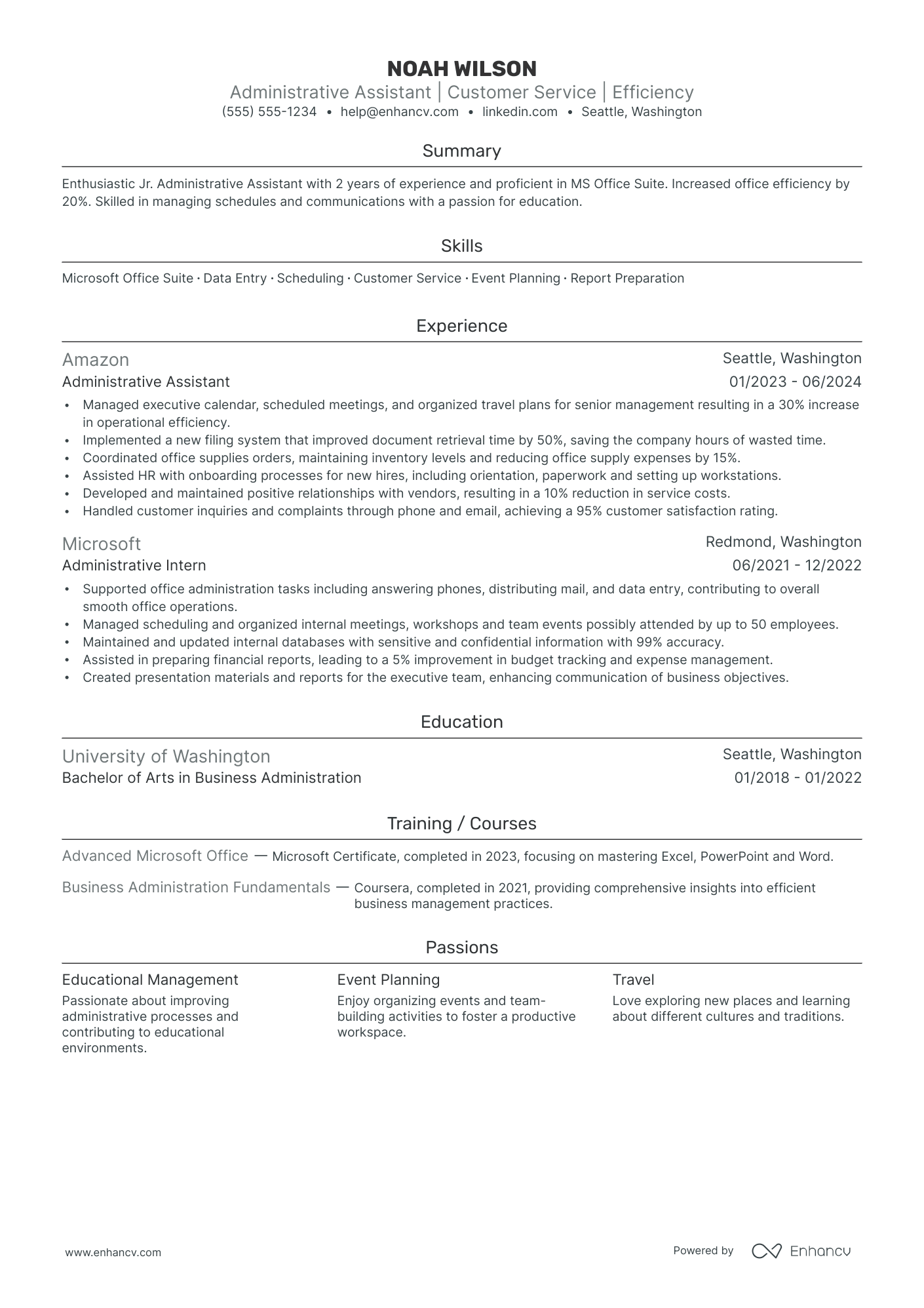 School Receptionist resume example