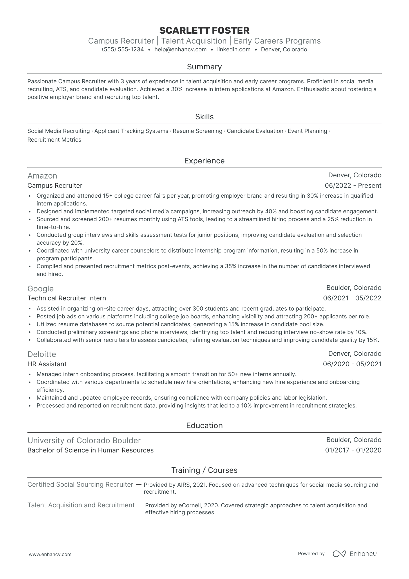 Campus Recruiter Resume Example Resume Example