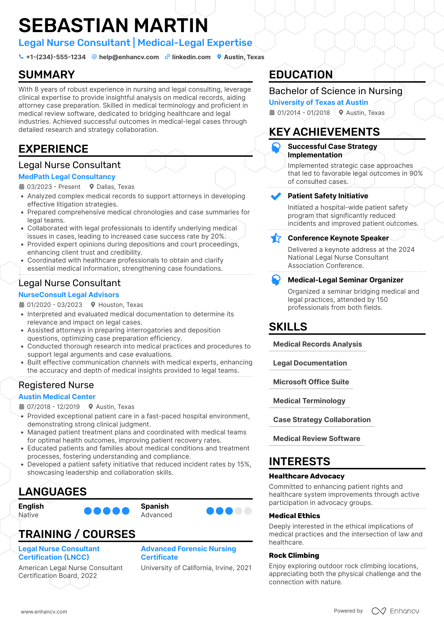 Legal Nurse Consultant resume example