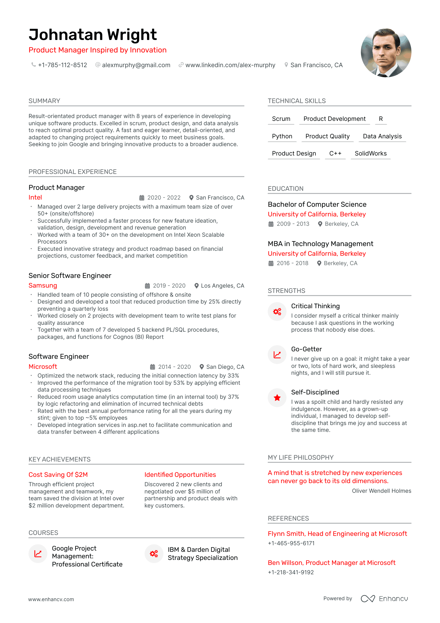google resume example