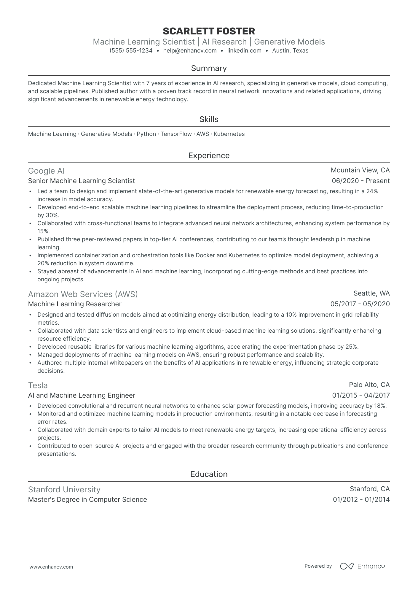 Junior Machine Learning Scientist resume example