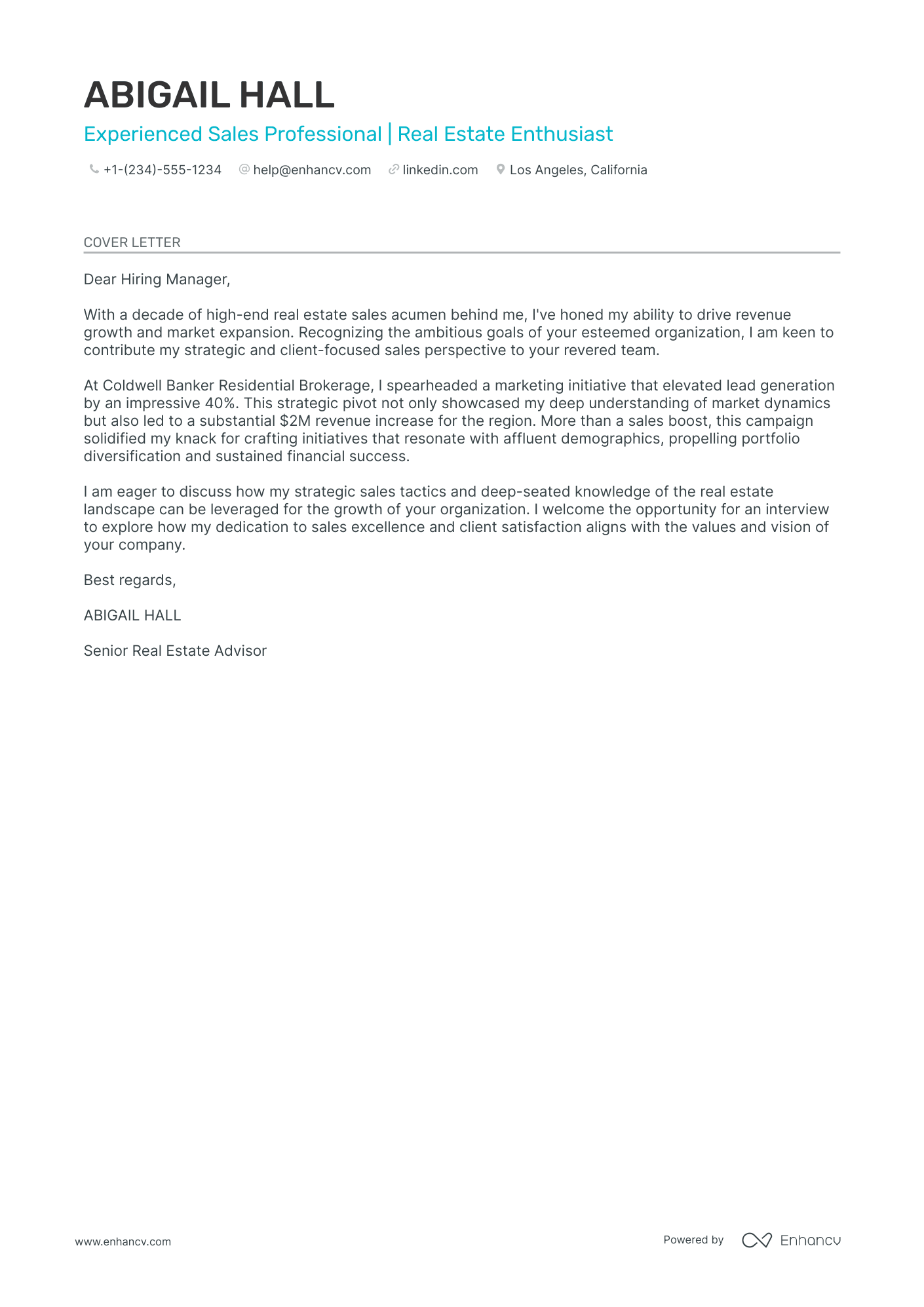 New Home Sales Consultant cover letter