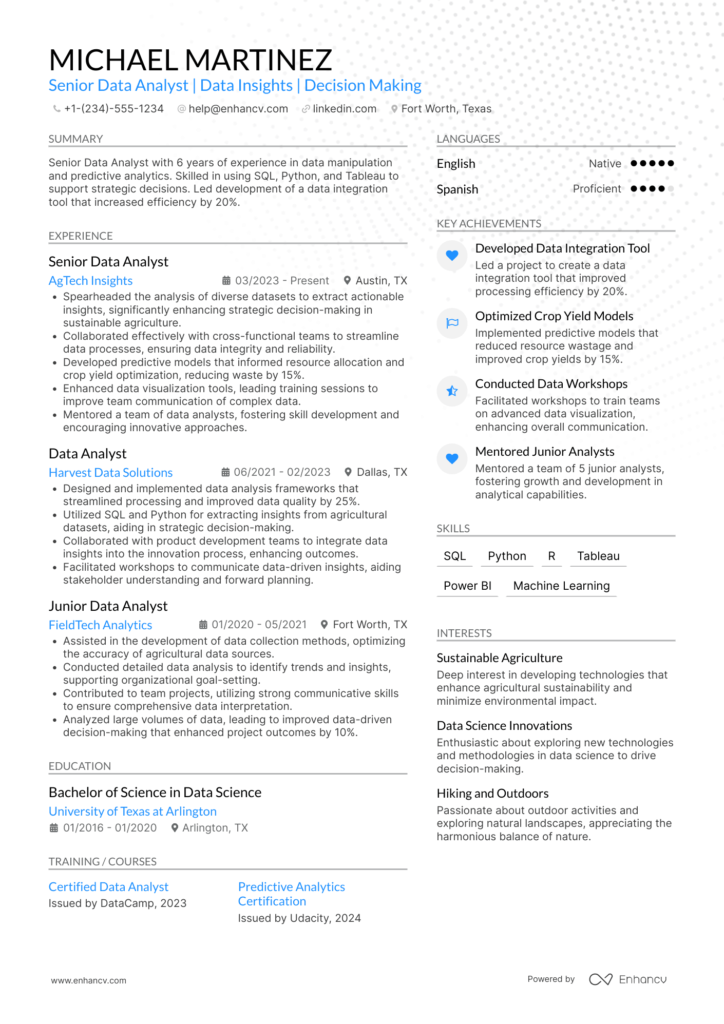 US resume example