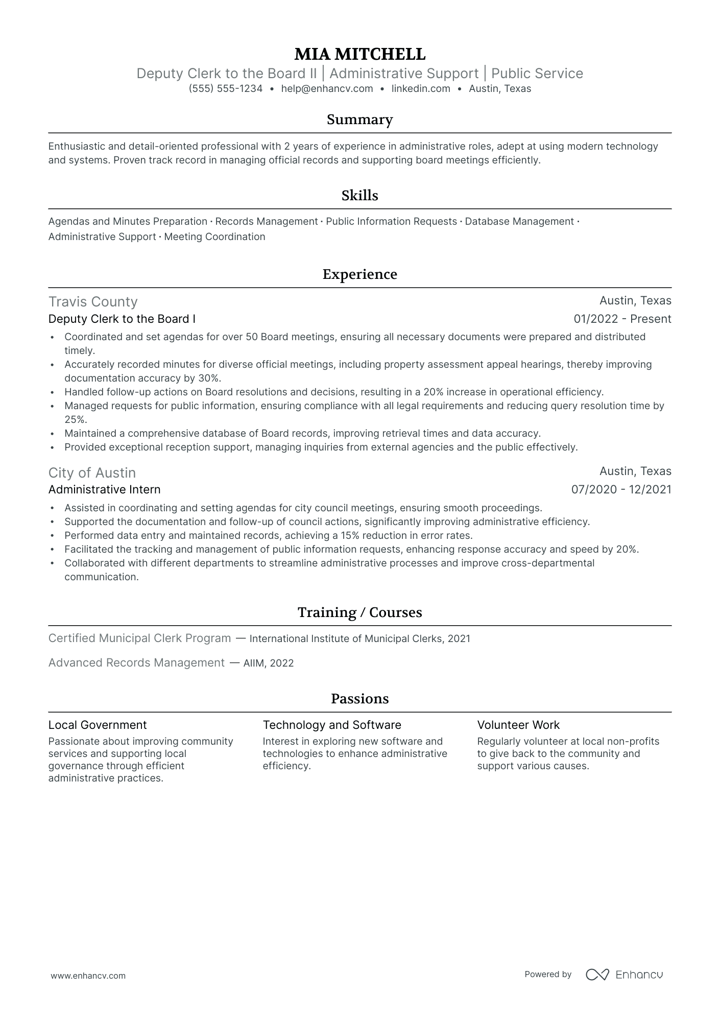 Office Records Clerk resume example