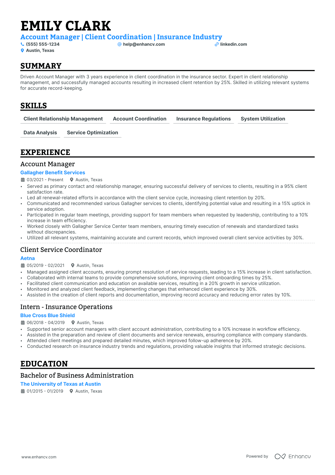 Small Business Development Manager resume example