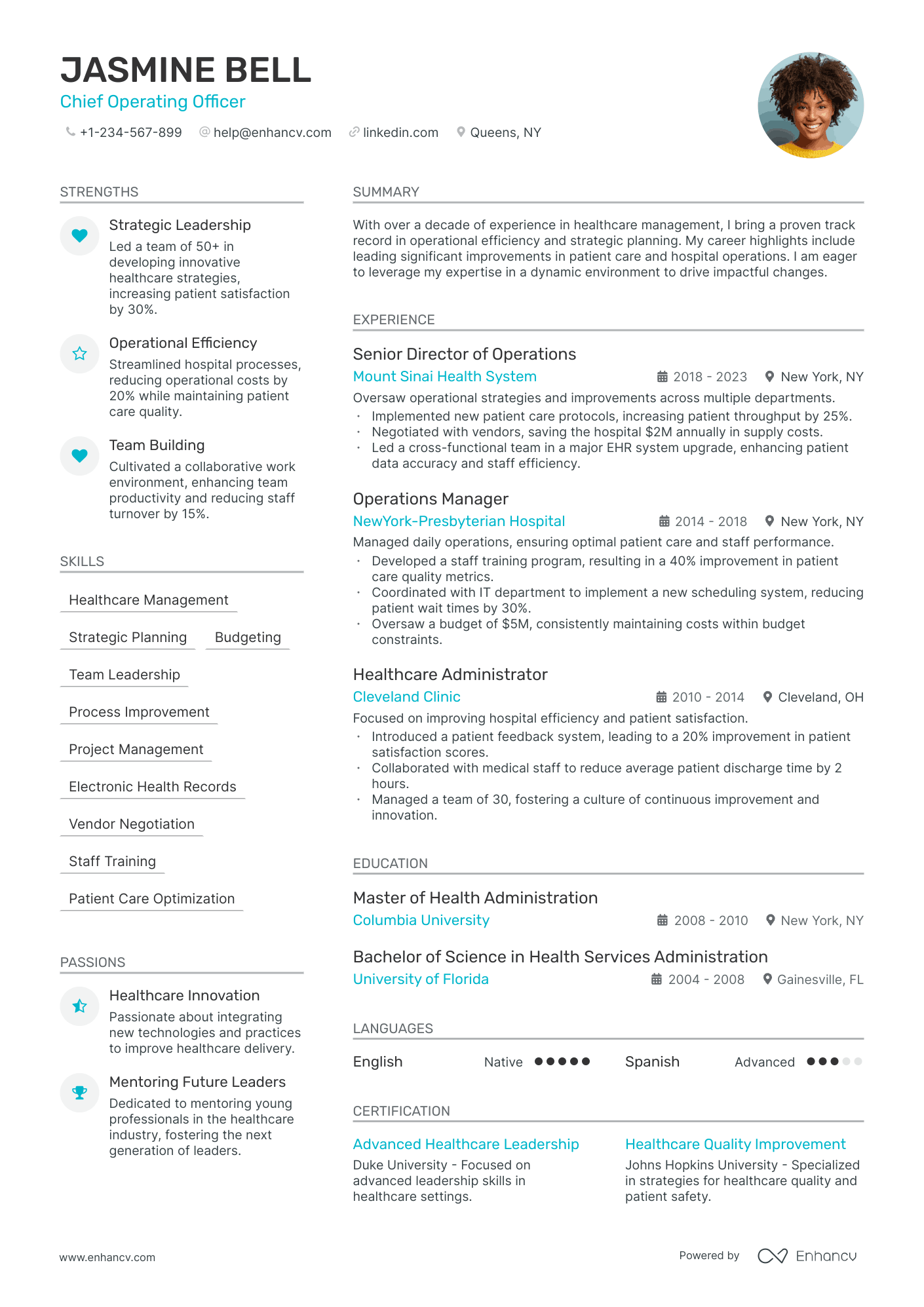 coo resume example