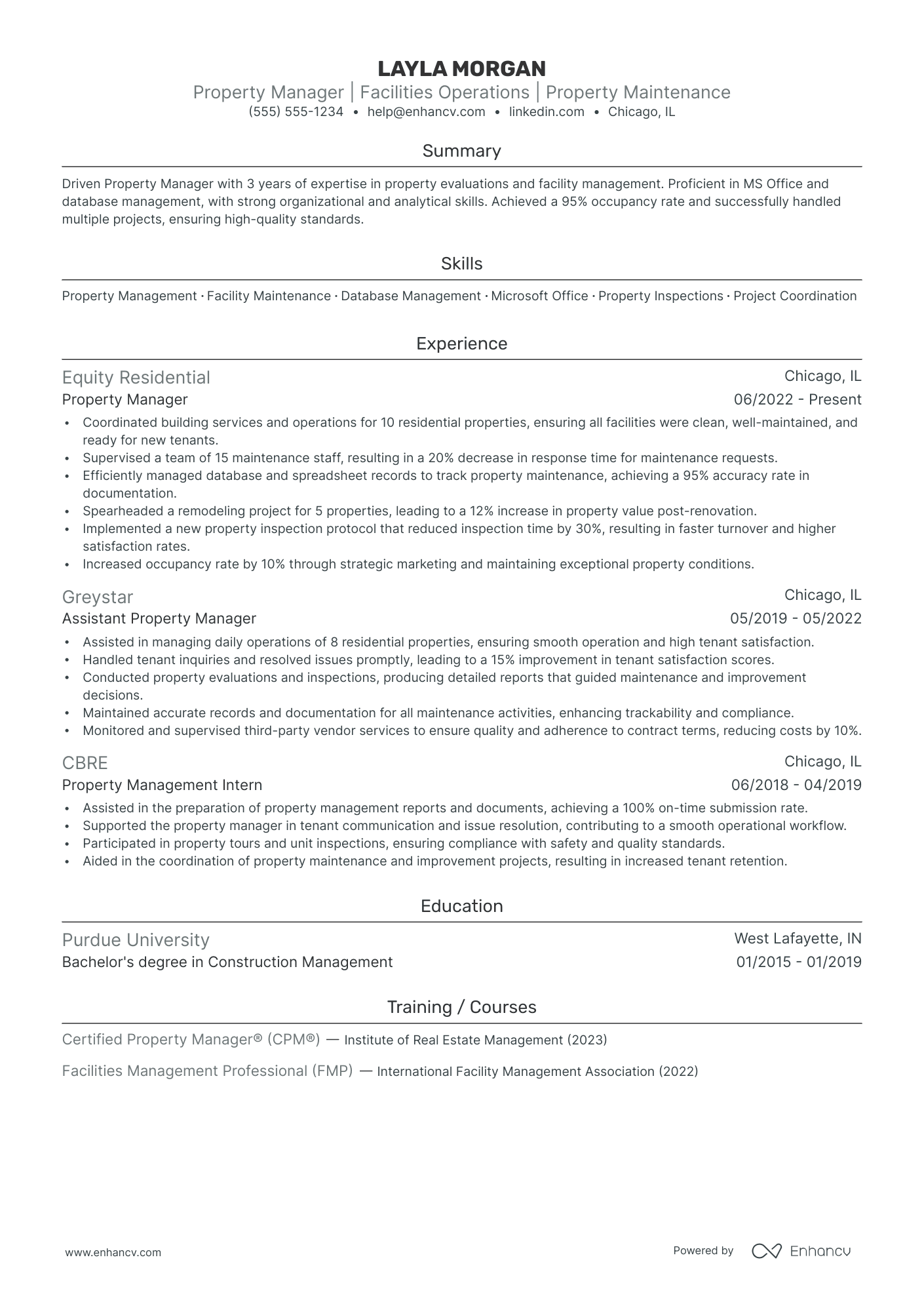 Property Manager resume example