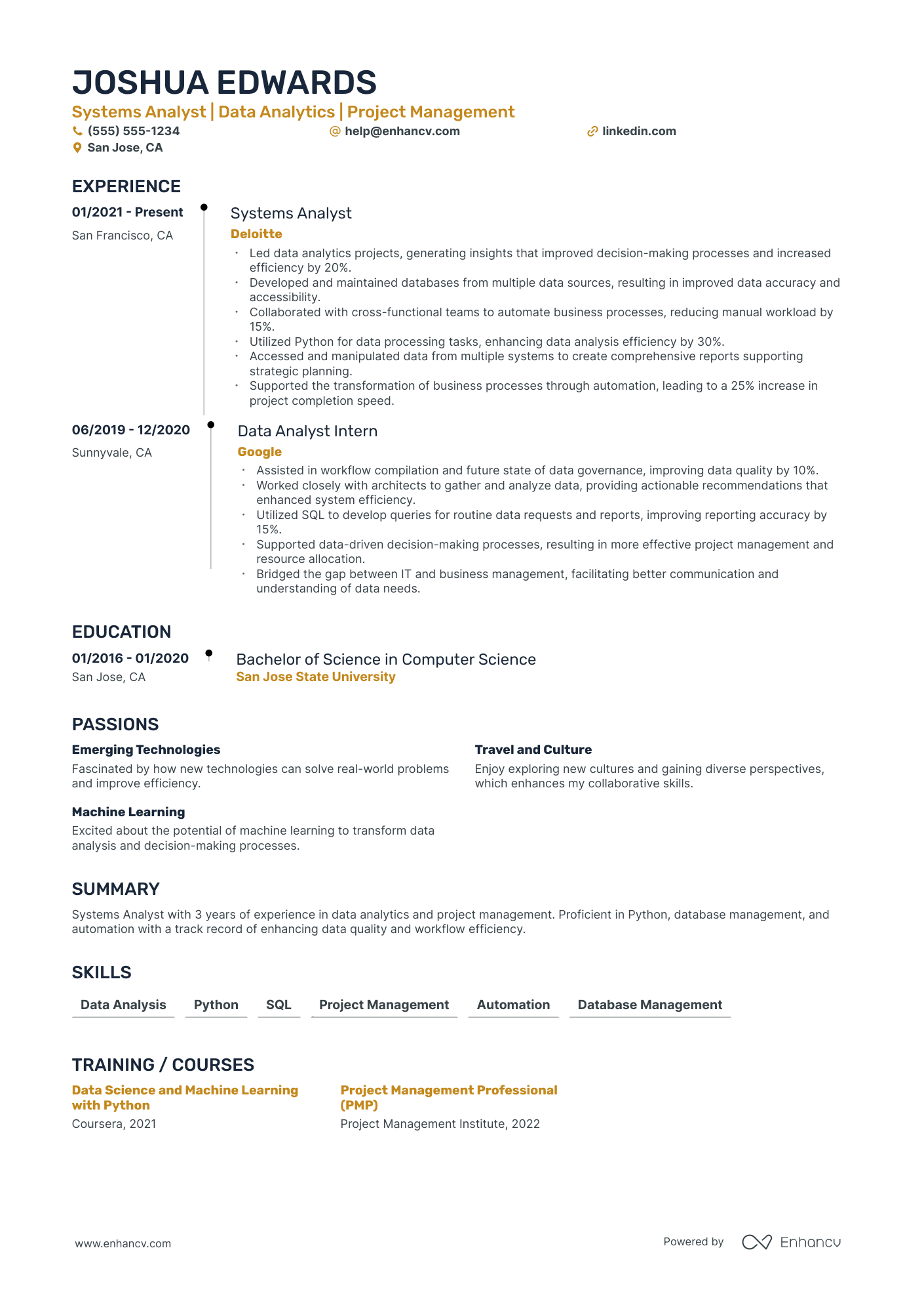 Education Systems Analyst resume example