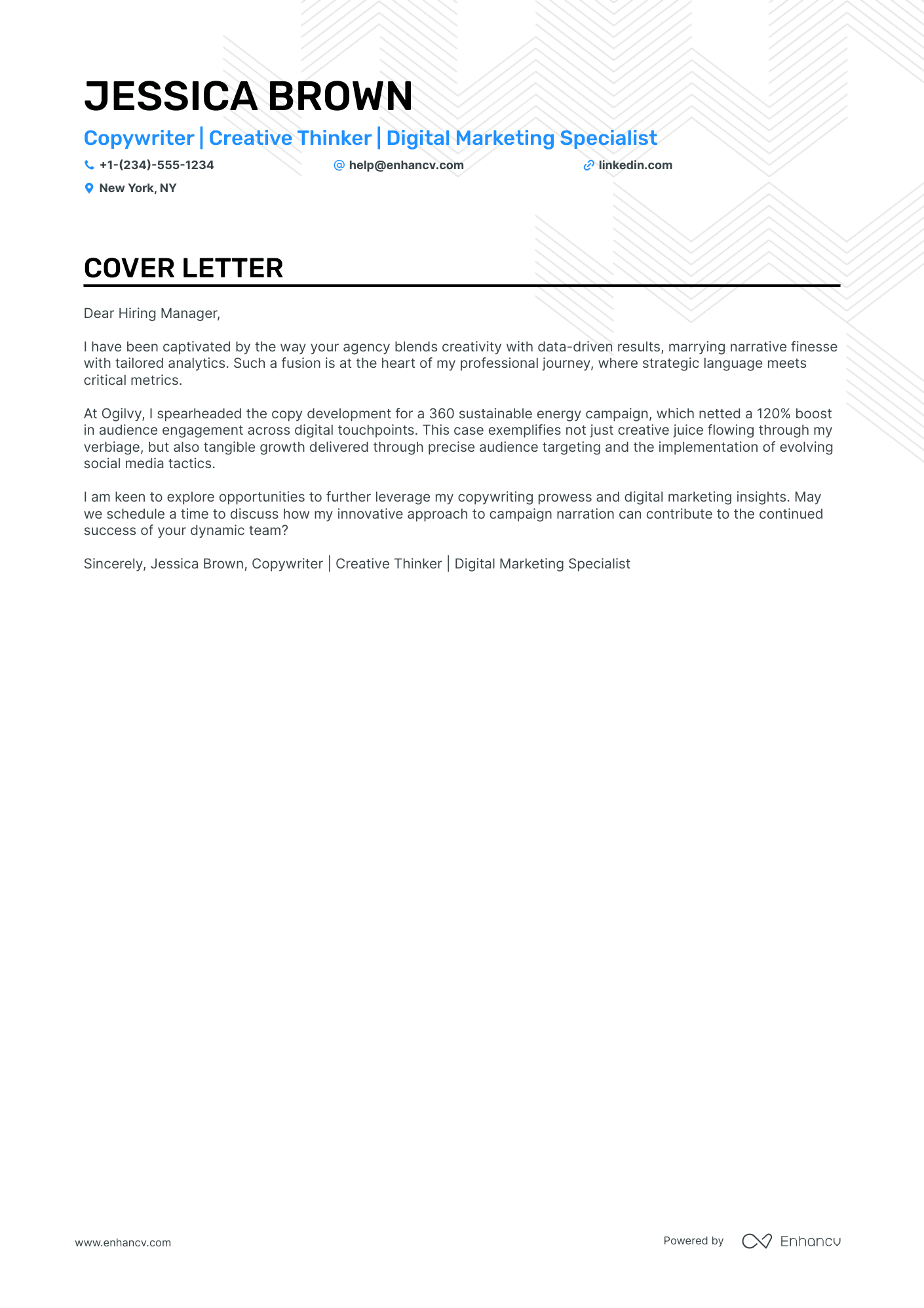 Copywriter cover letter