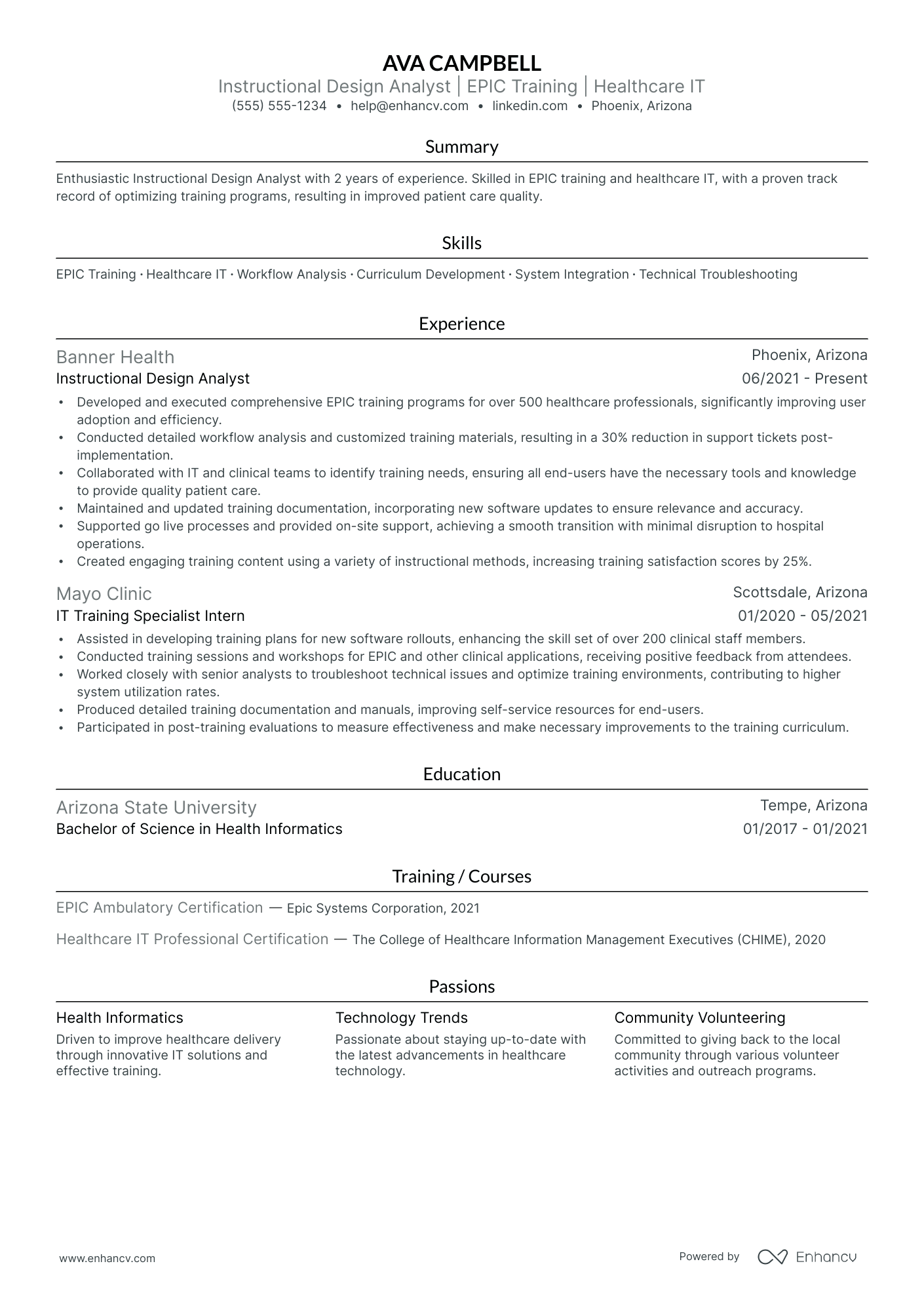 Instructional Design Analyst resume example