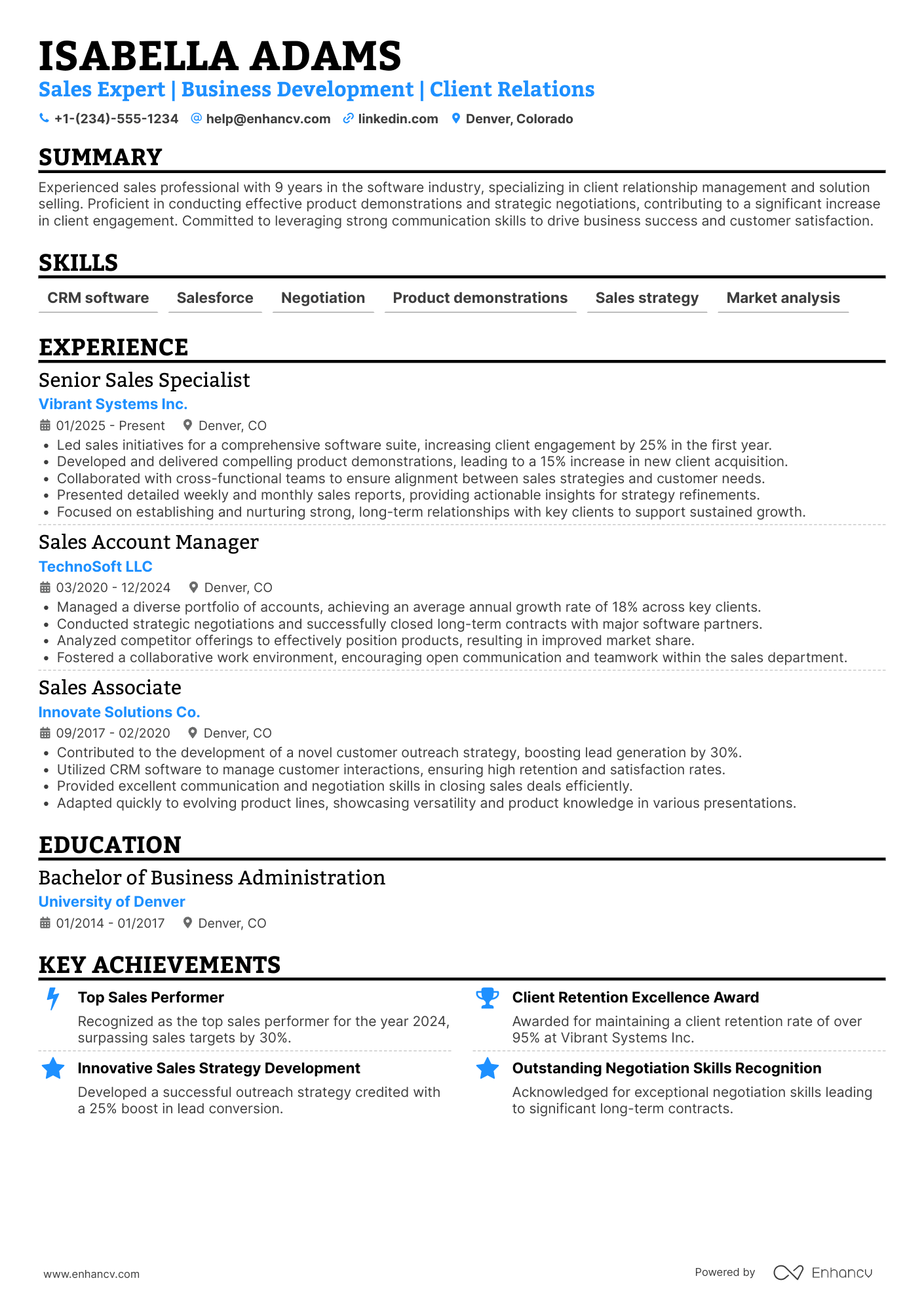 Sales Person resume example