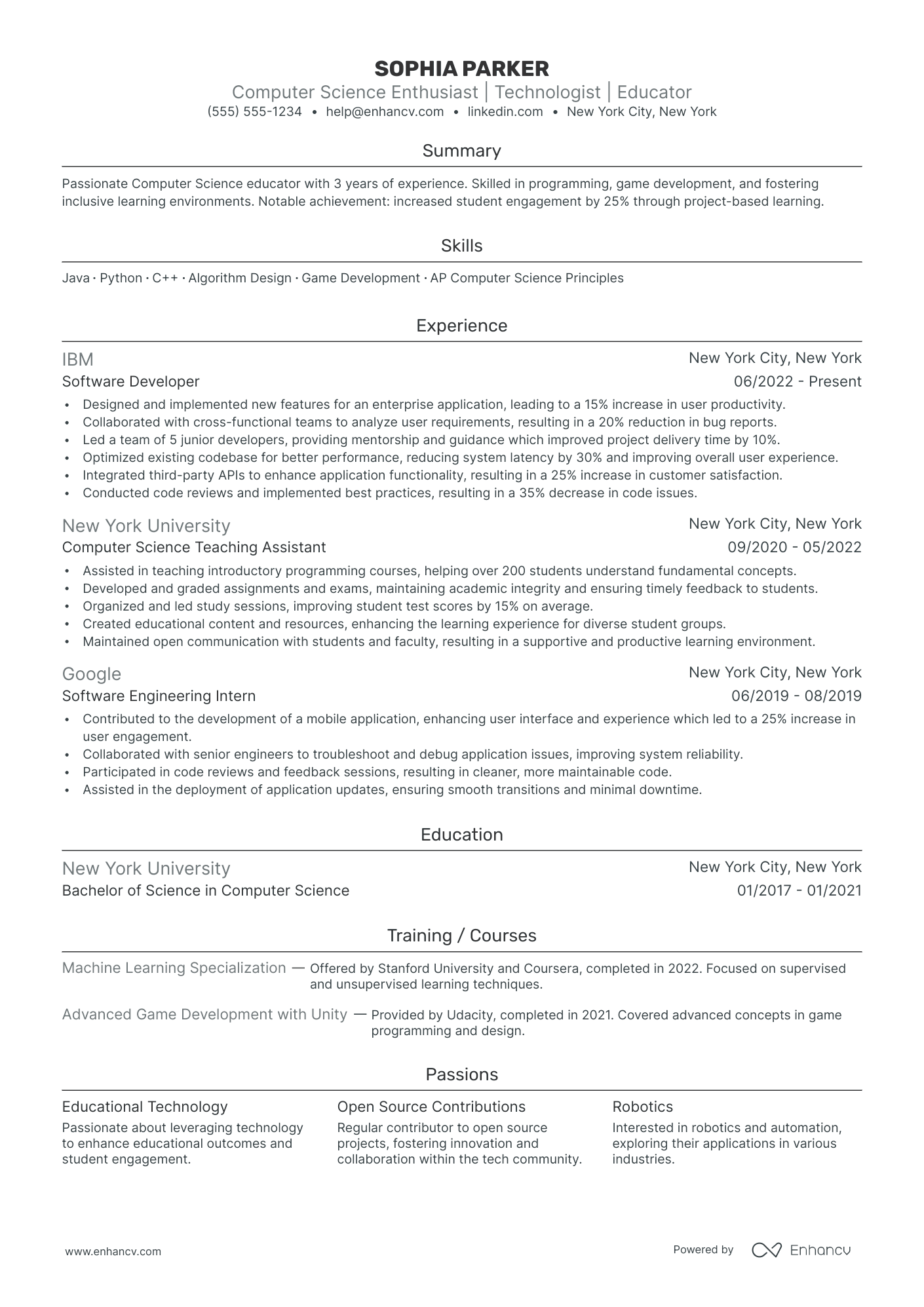 Substitute Computer Science Teacher resume example