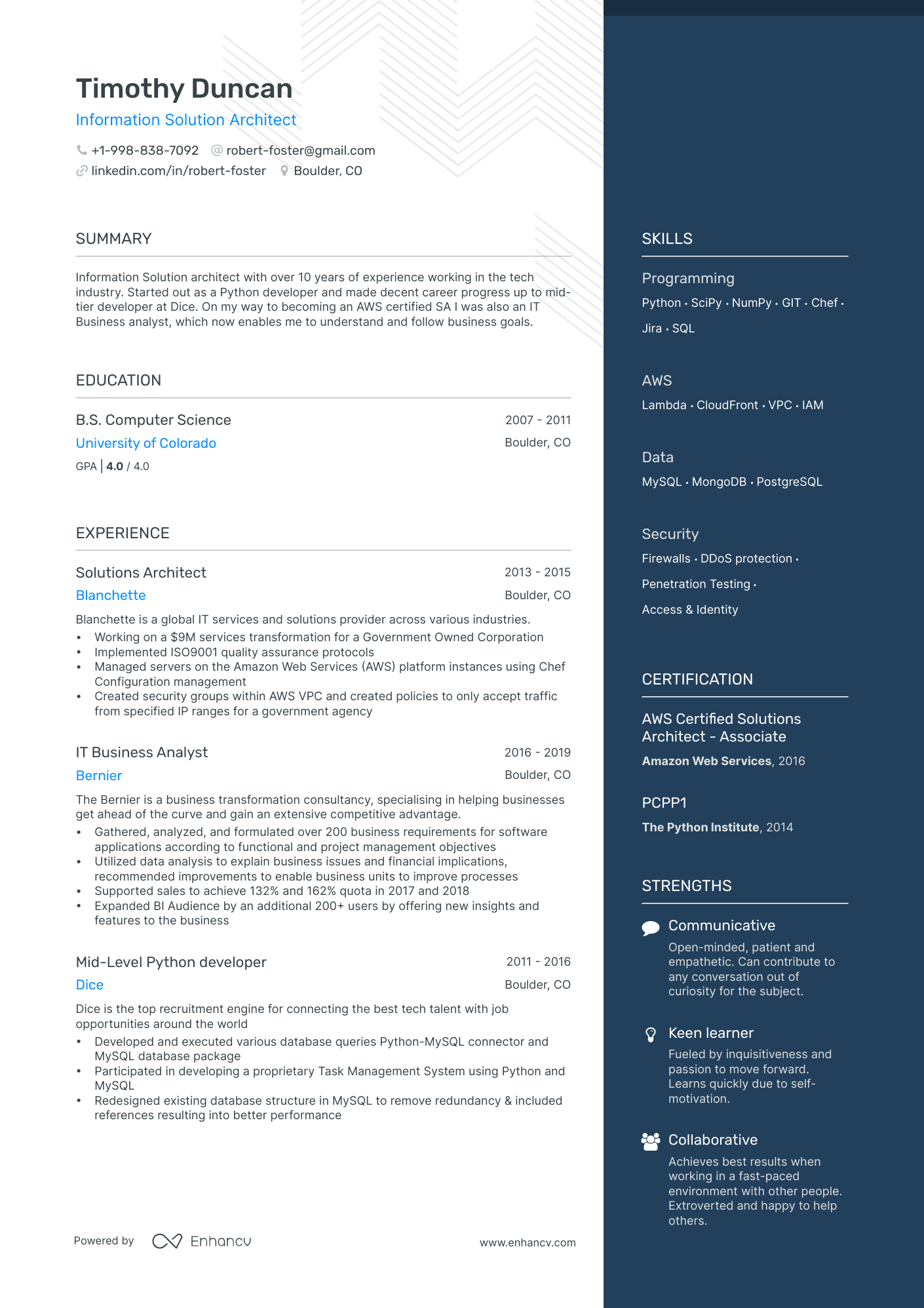 Solutions Architect resume example