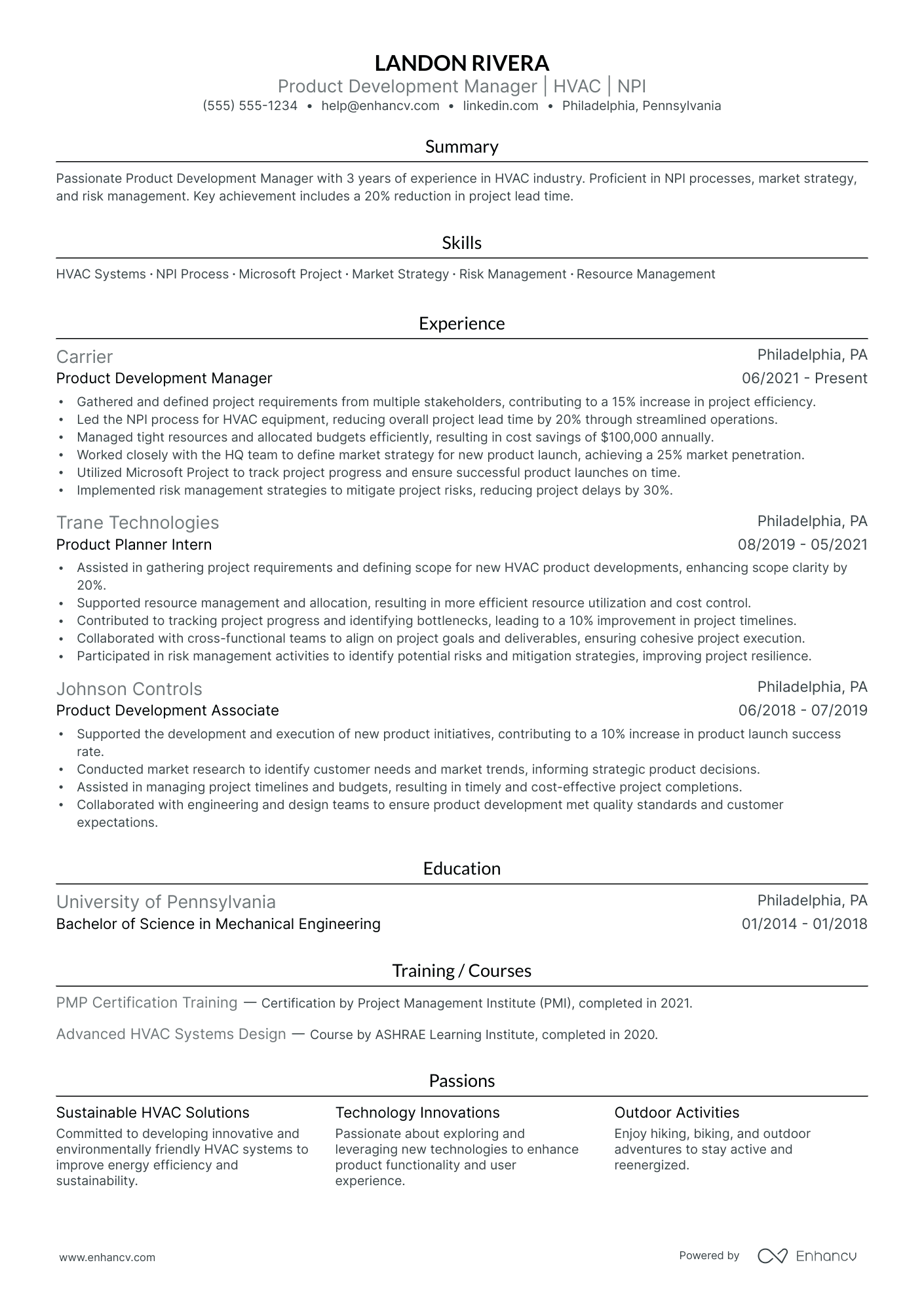 Research and Development Manager resume example