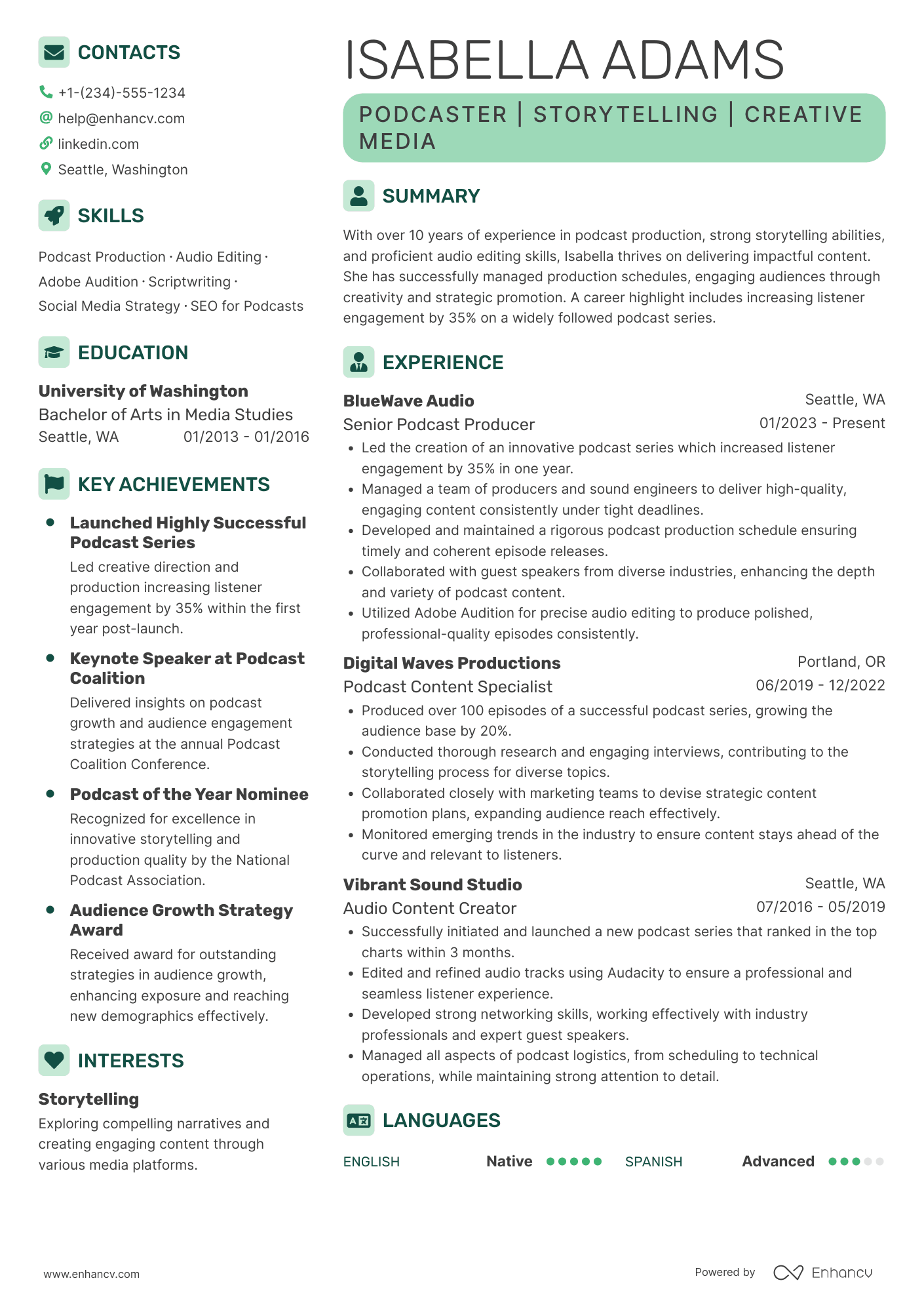Podcaster resume example