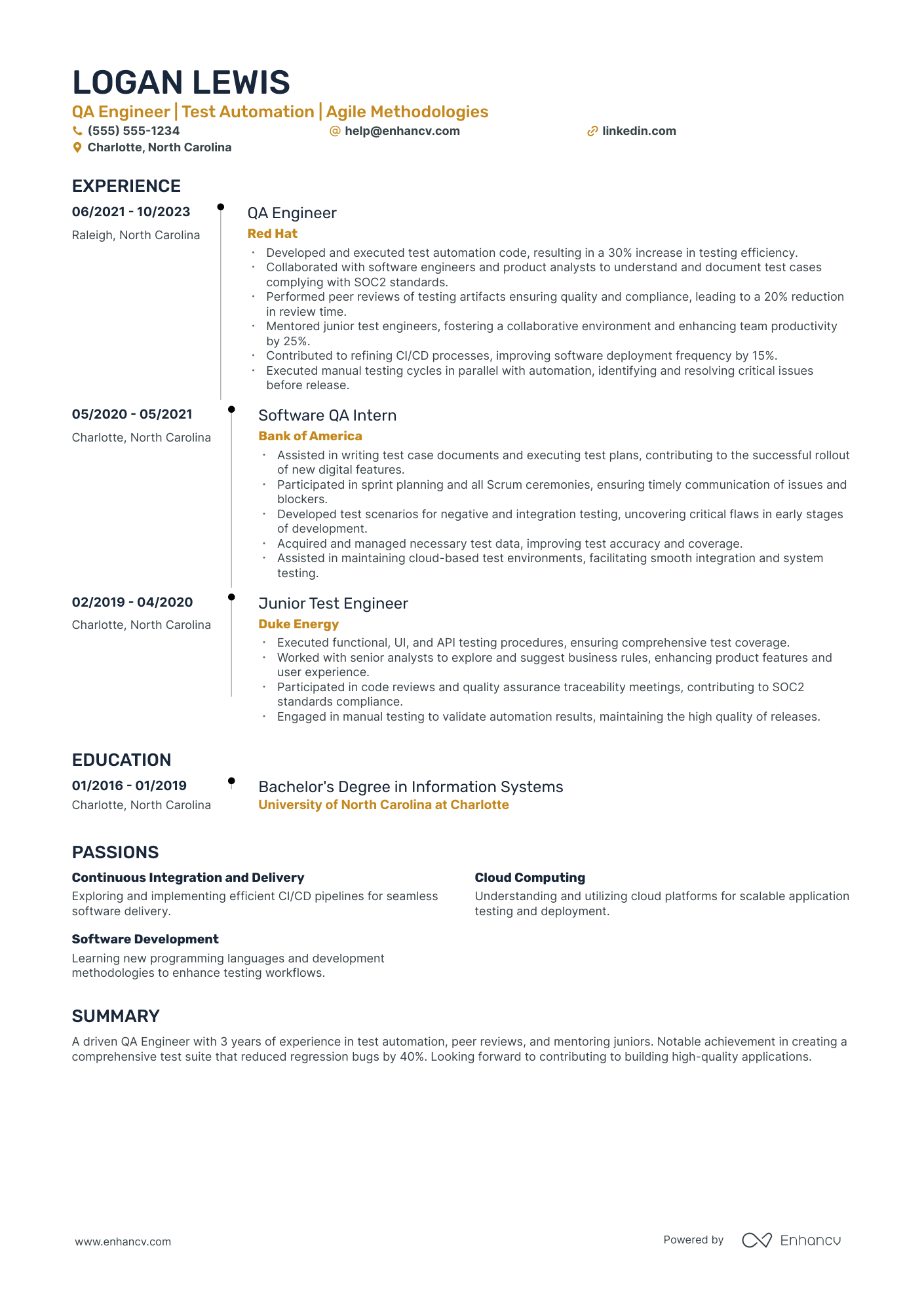 Senior Test Engineer resume example