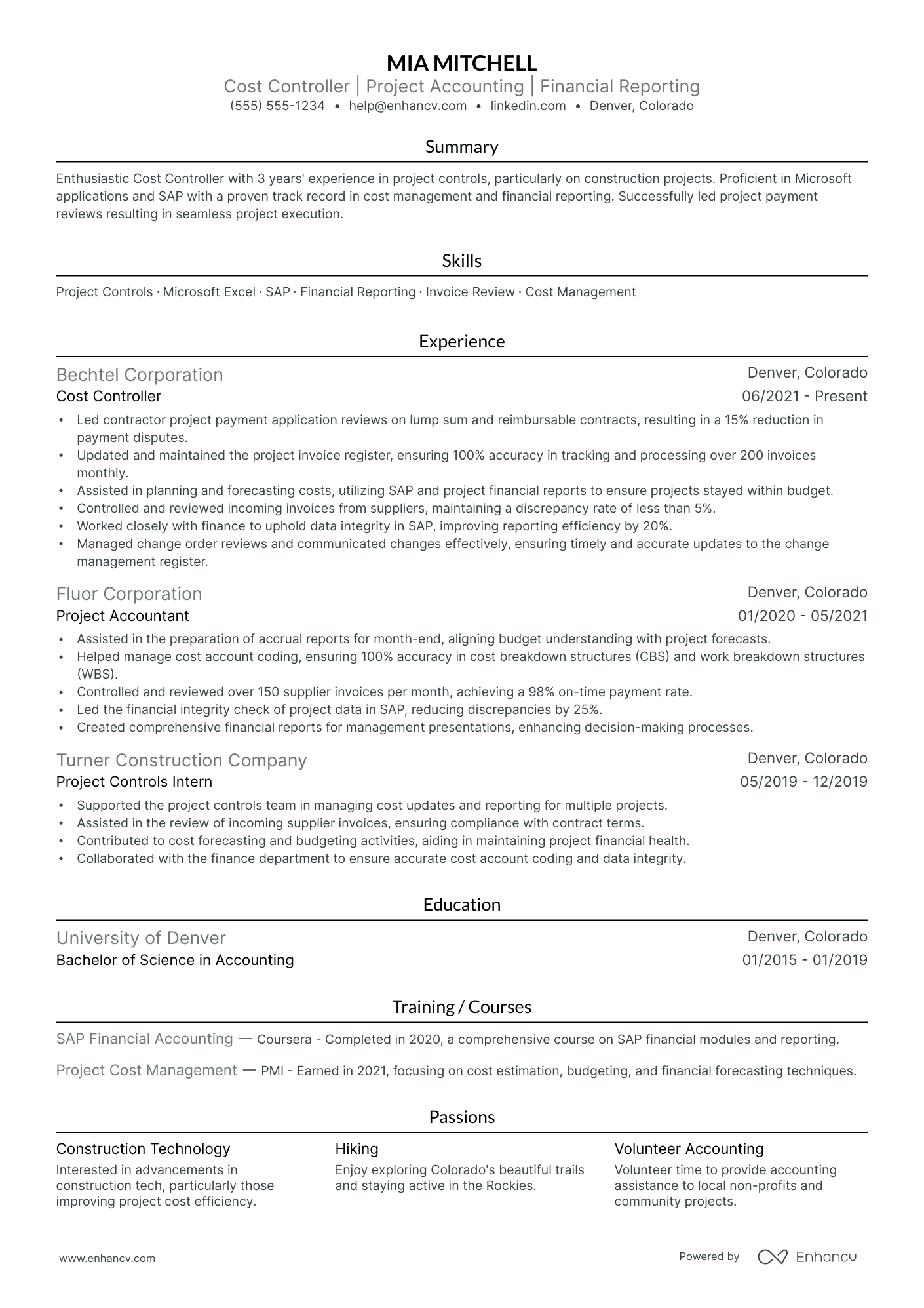 Cost Controller Resume Example Resume Example