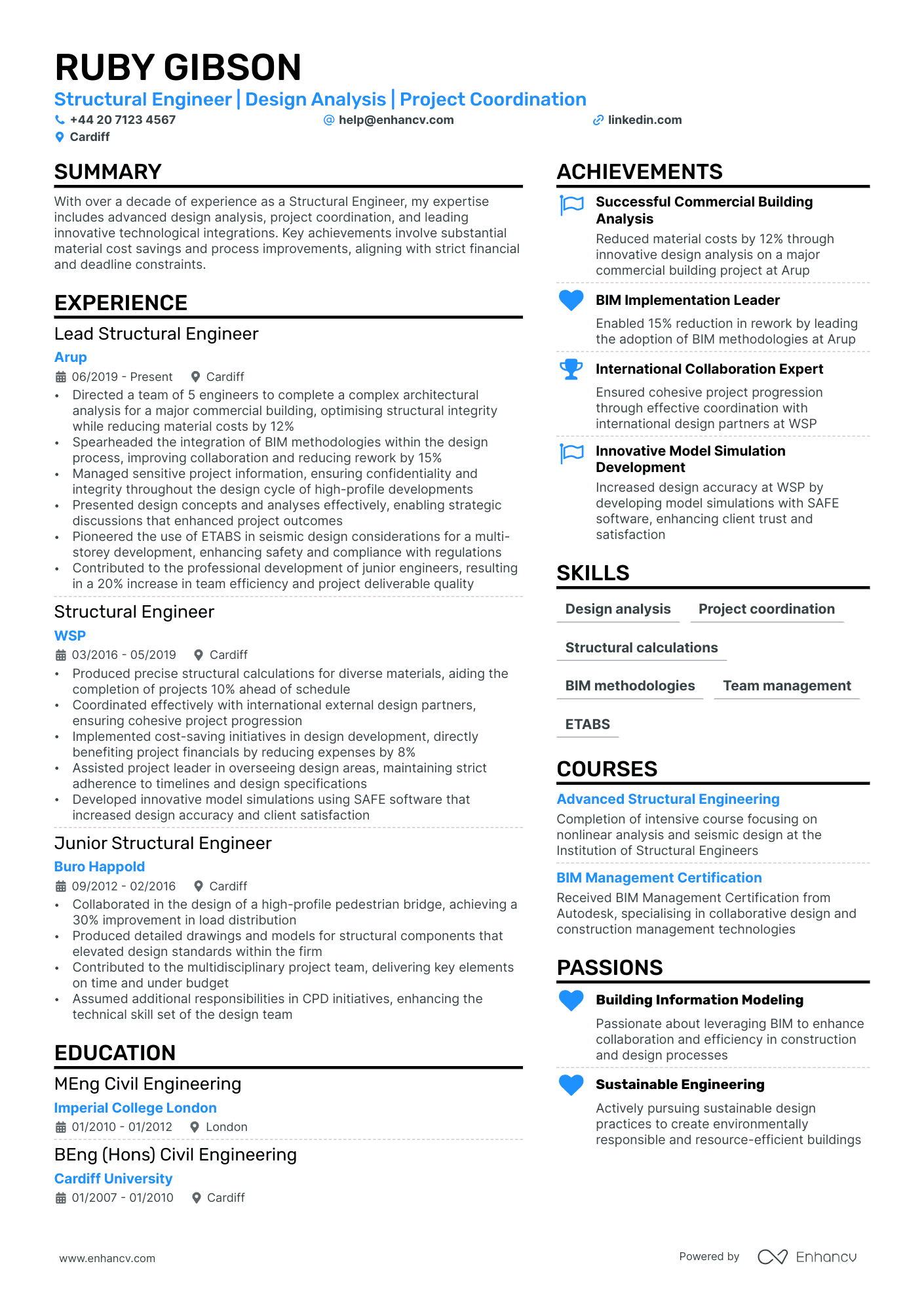 Structural Engineer cv example