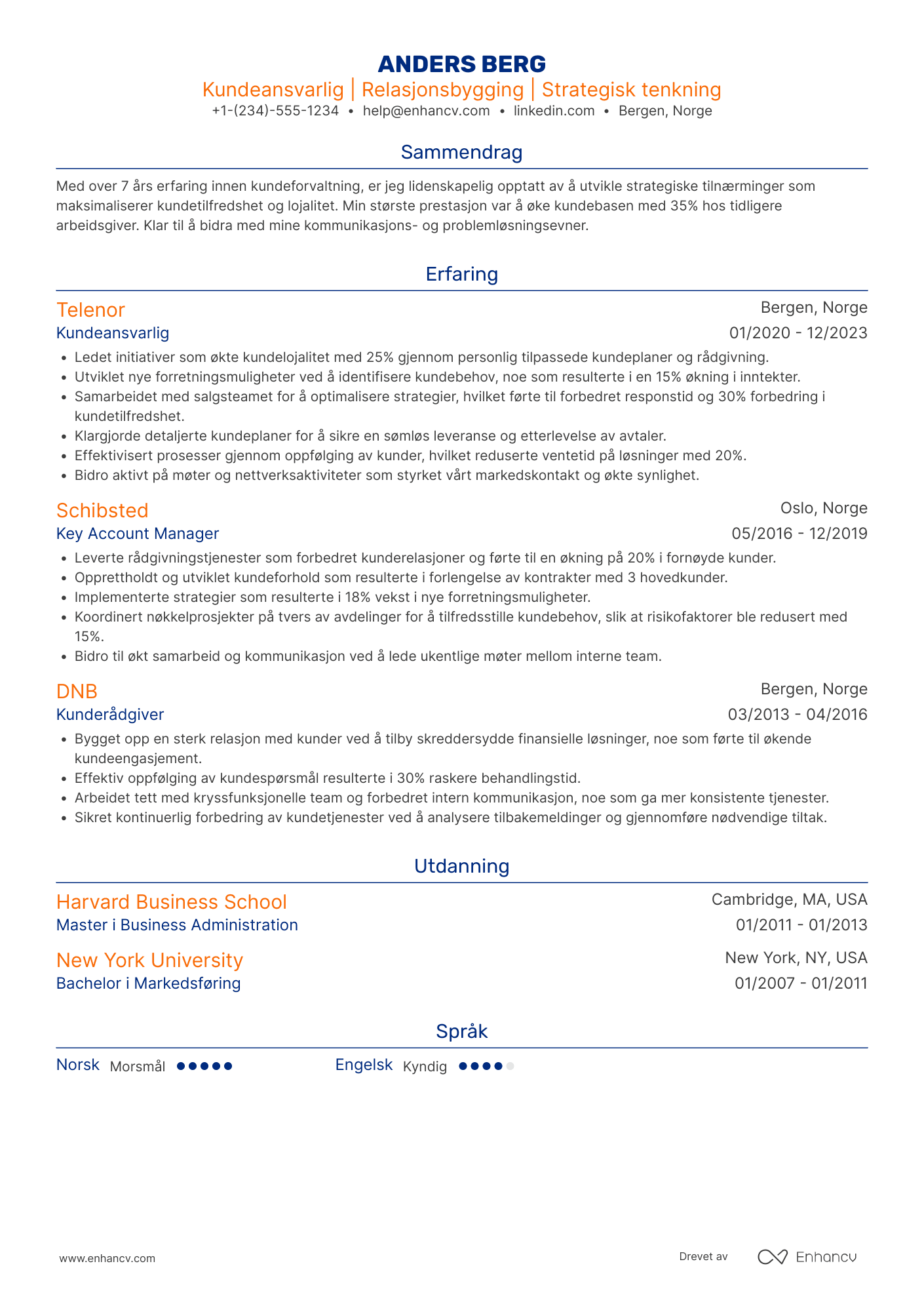 Kundeansvarlig CV