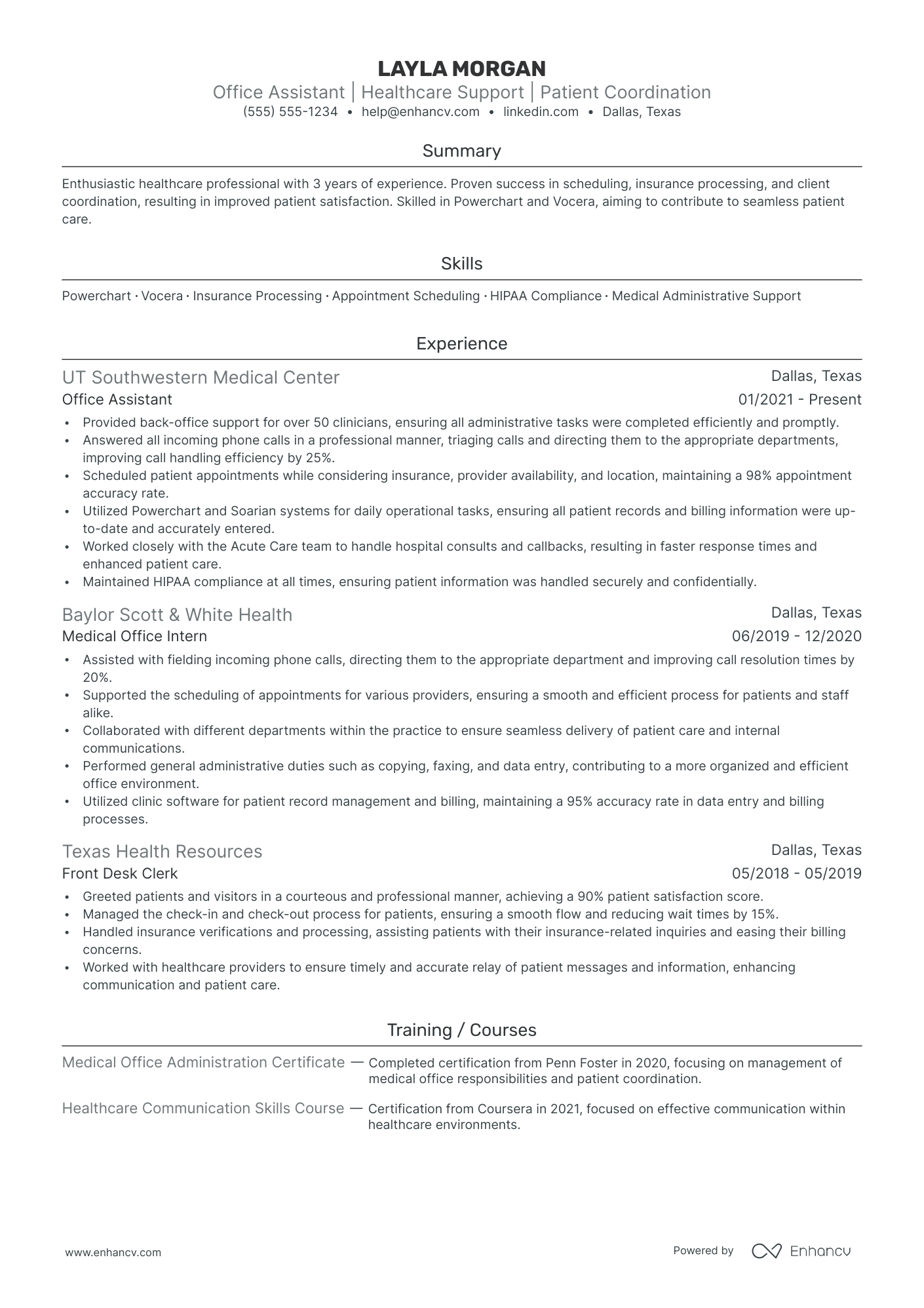 Senior Back Office Assistant resume example