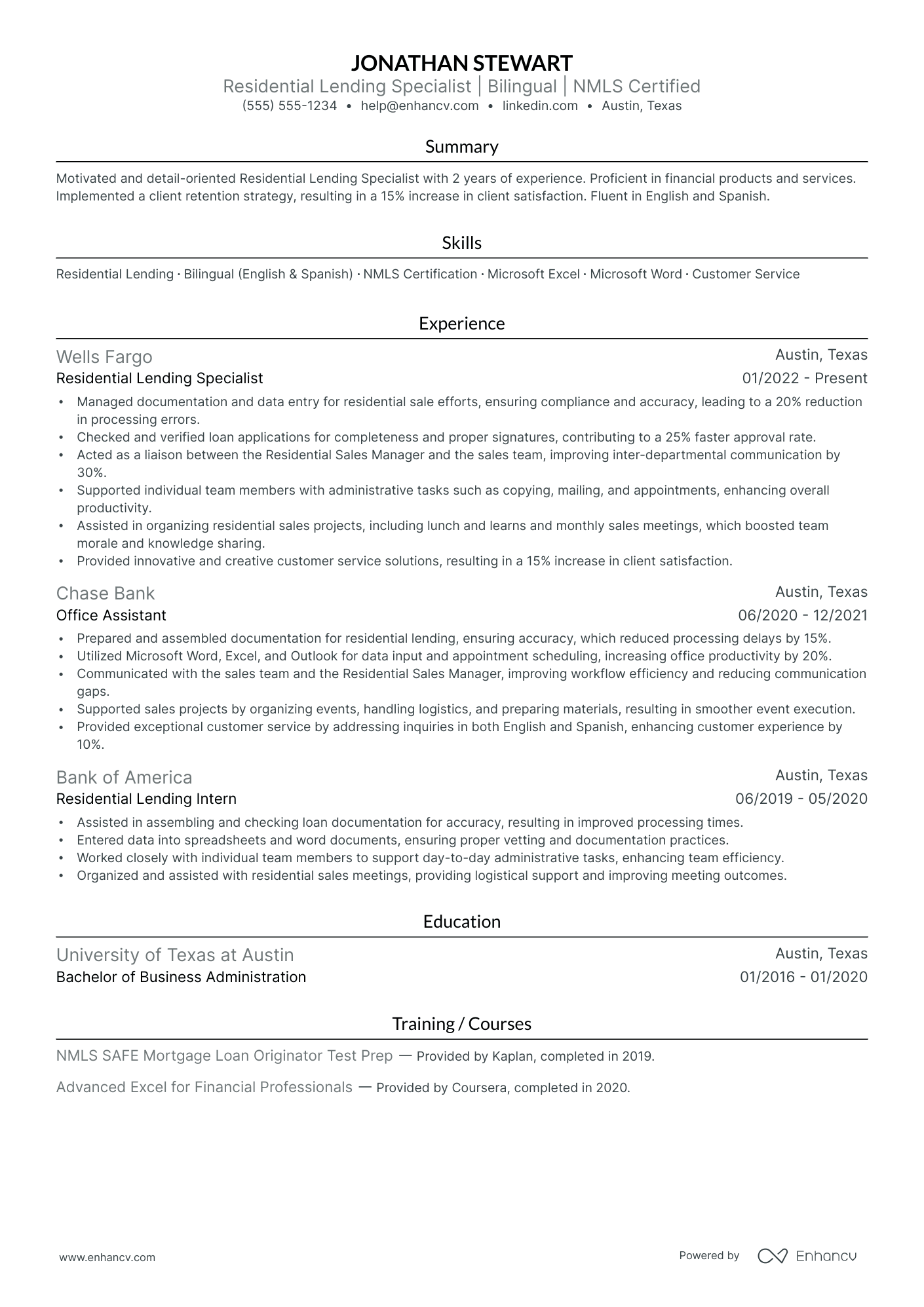 Assistant Loan Officer resume example