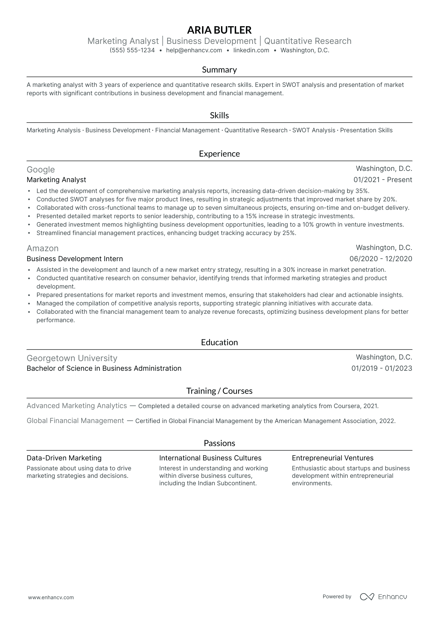 Market Research Analyst resume example