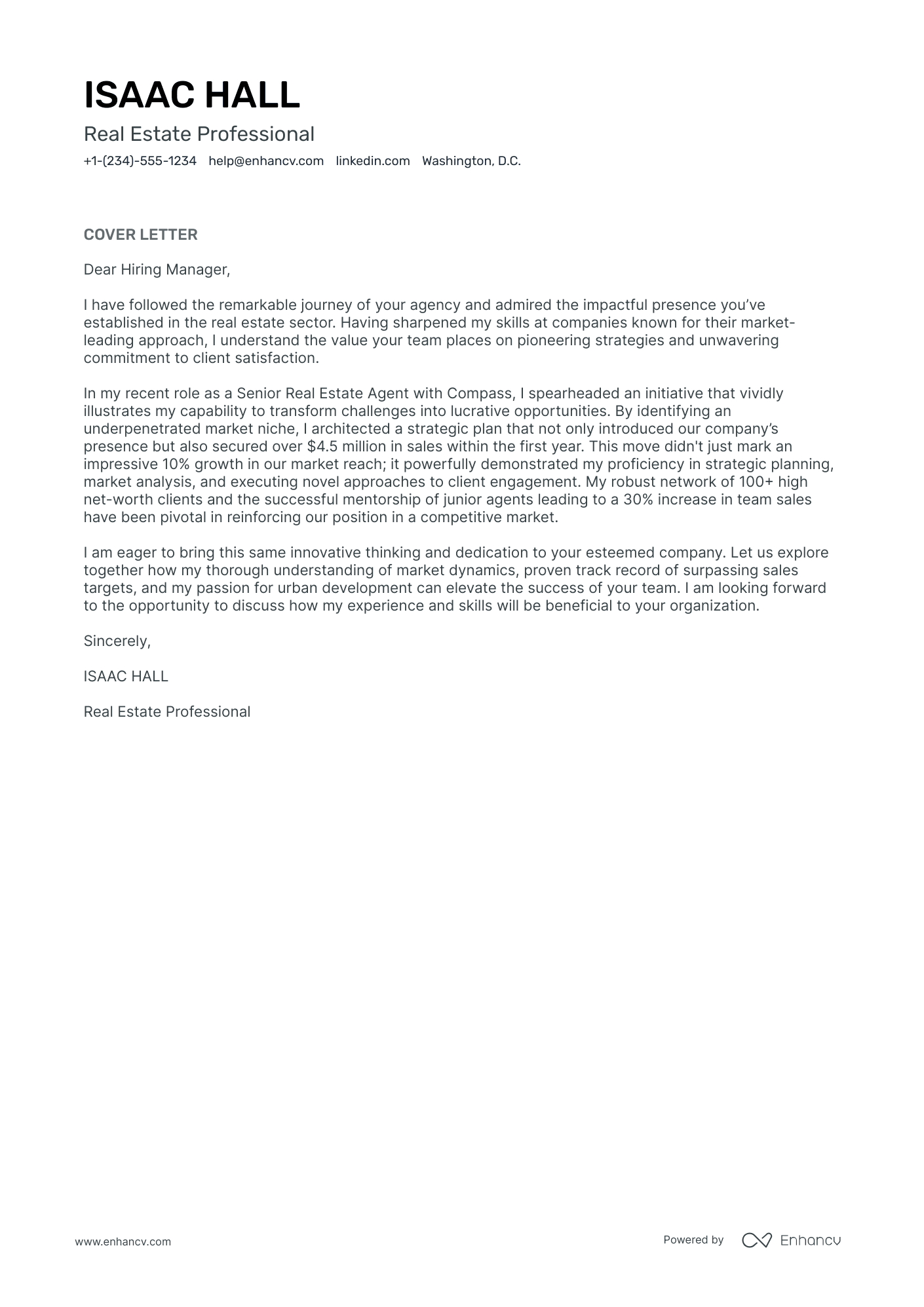Real Estate Professional cover letter