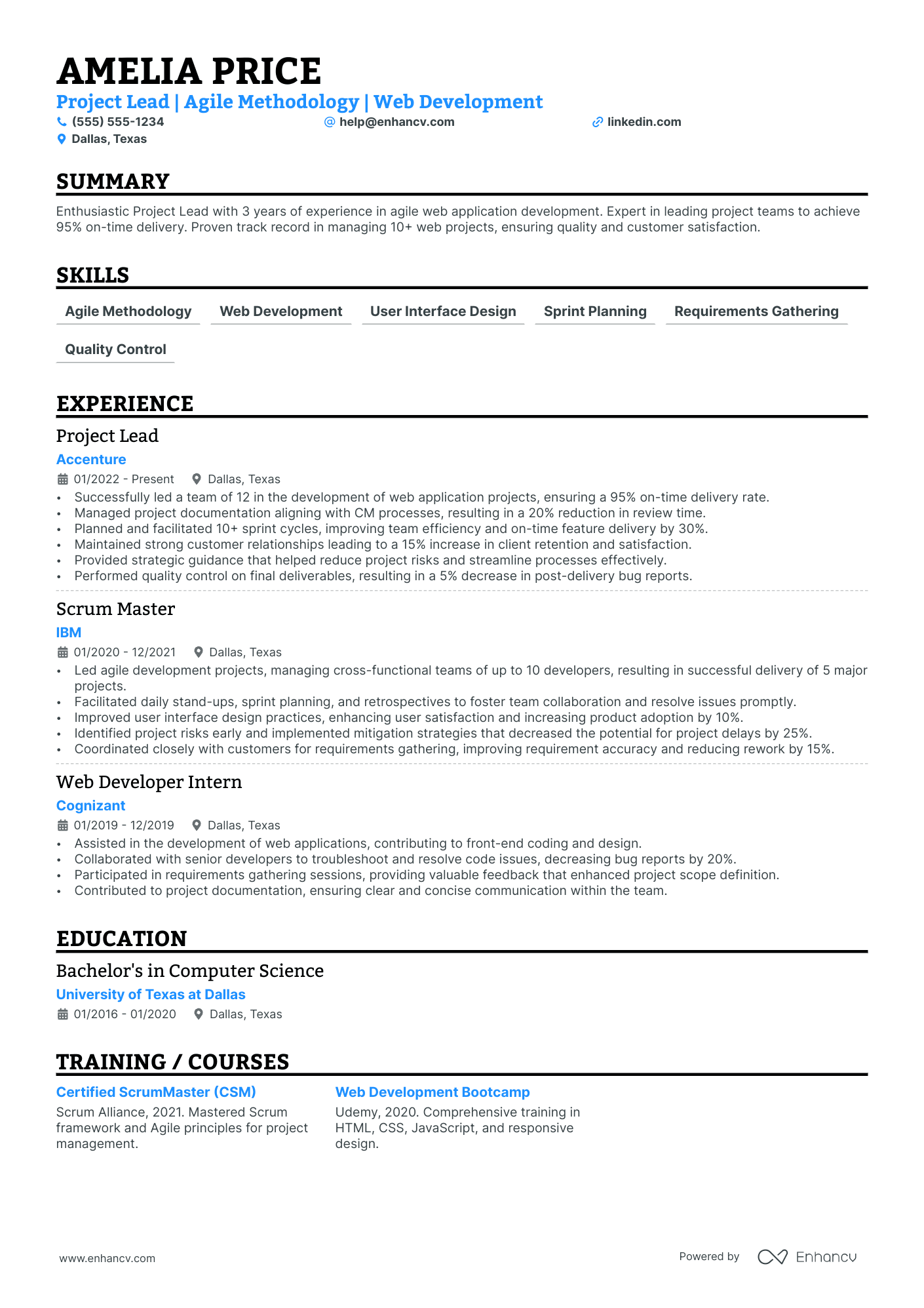 Senior Scrum Master resume example