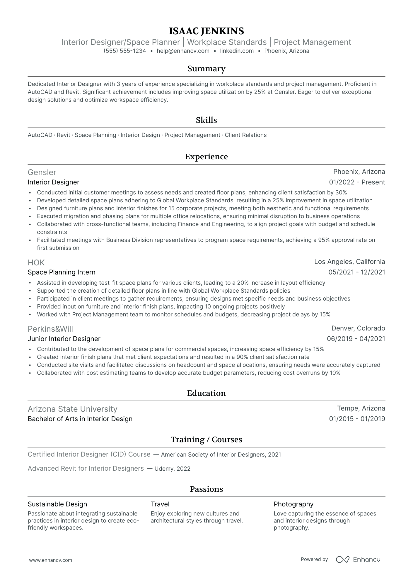 Interior Space Planner Designer resume example