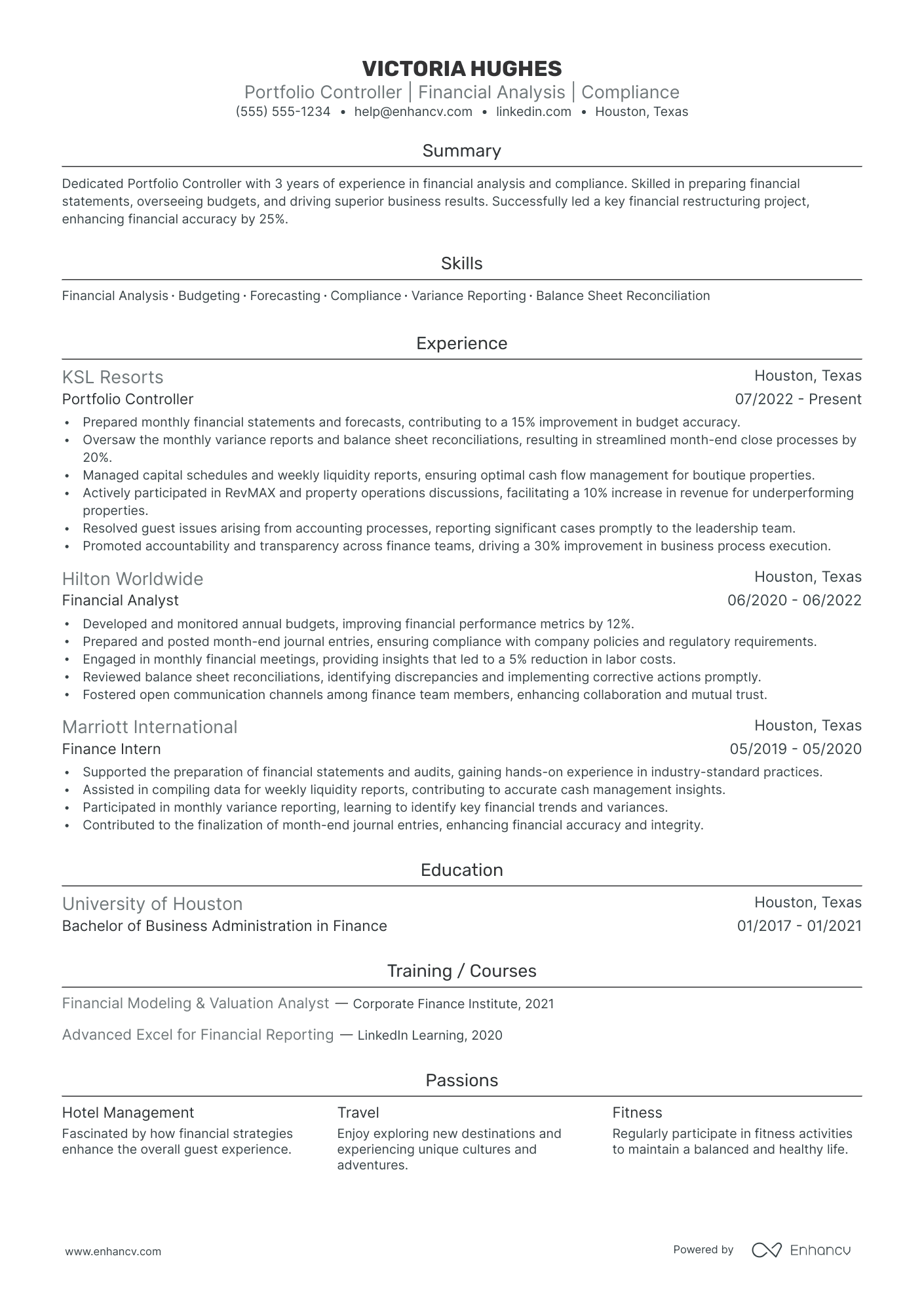 Controller resume example