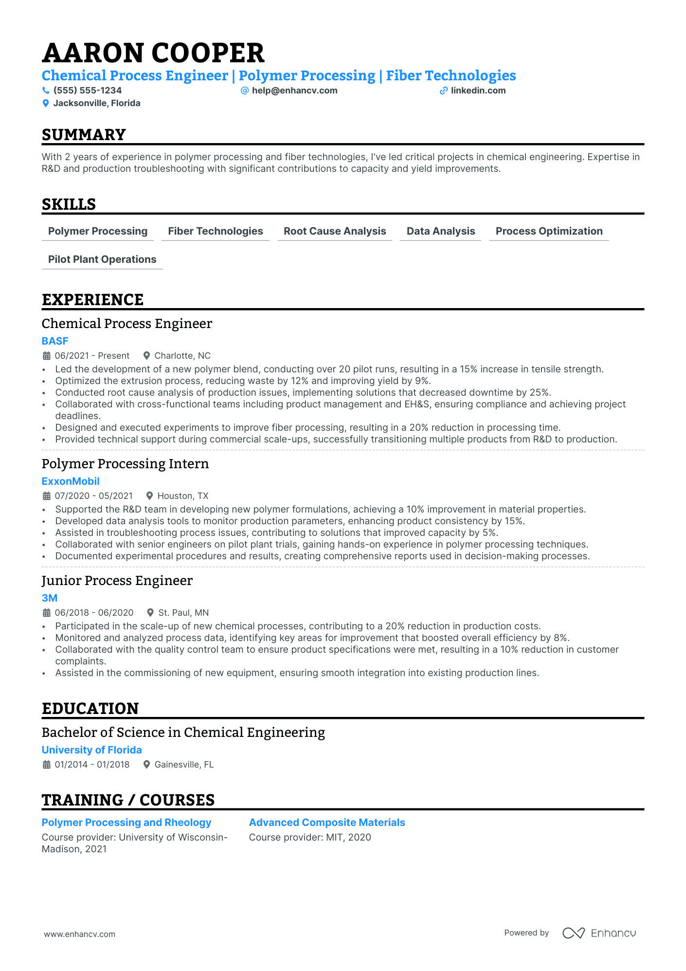 Chemical Process Engineer resume example