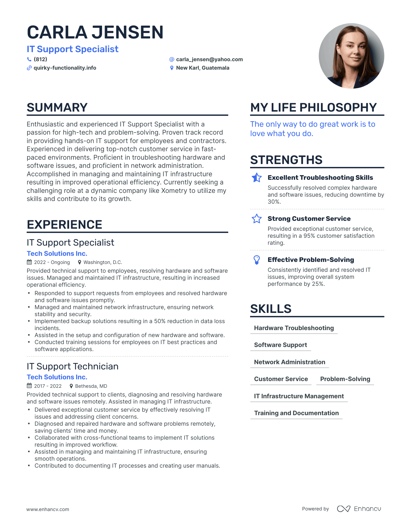 IT Support Specialist resume example