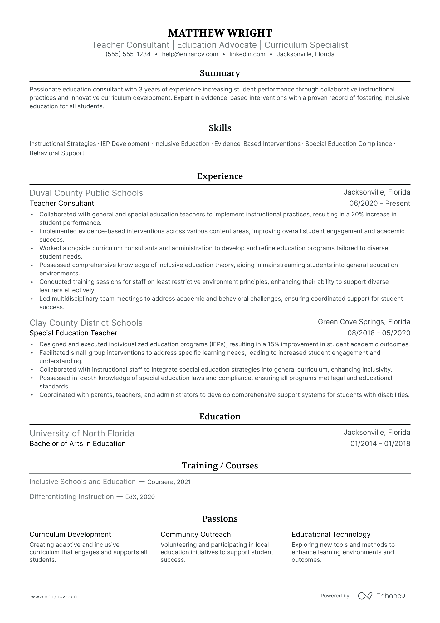 Elementary Teacher Consultant resume example