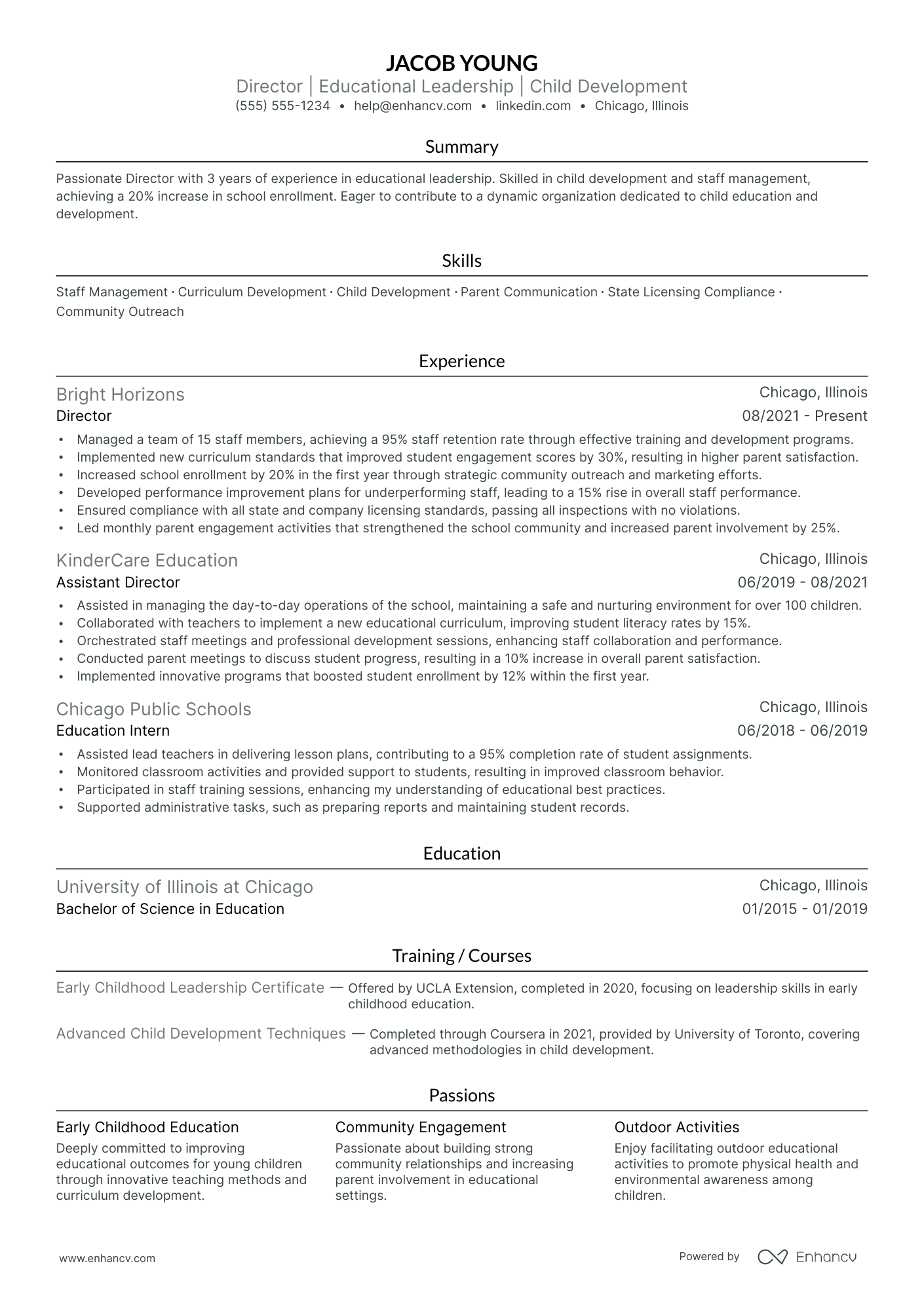 Daycare Director resume example