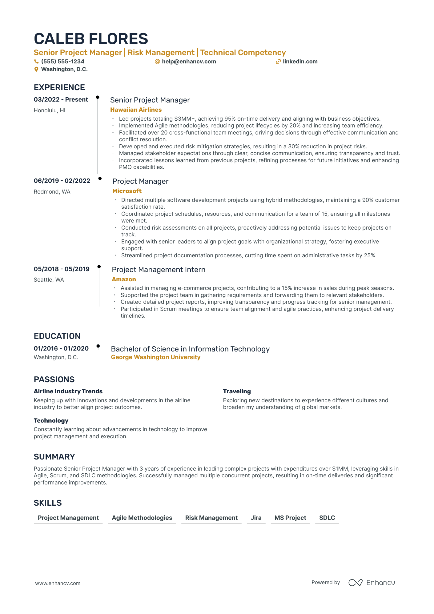 Senior PMO Manager resume example